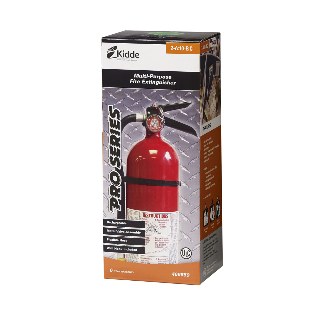 Multipurpose Fire Extinguisher - 2-A:10-B:C Pro Series