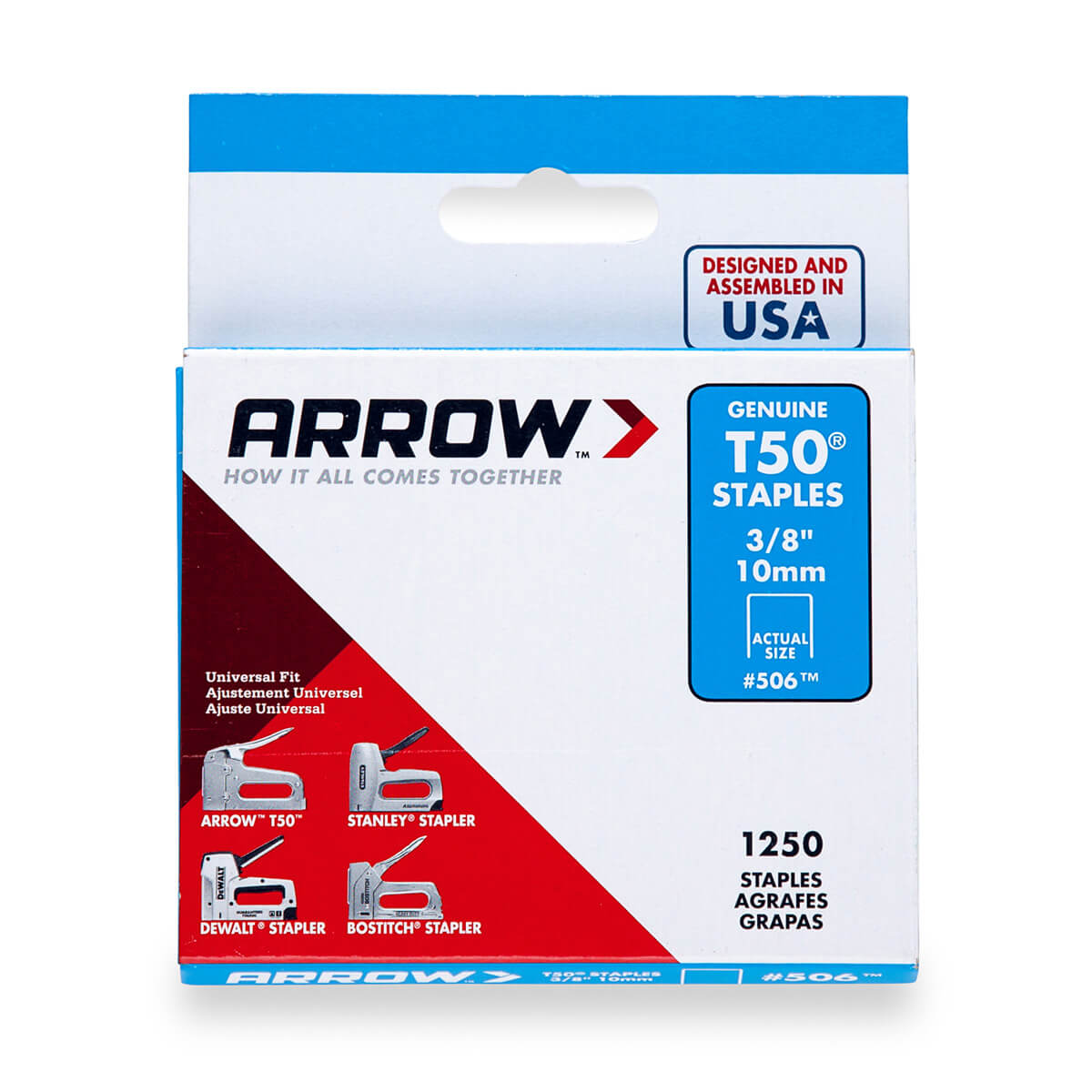 T50 Heavy Duty Crown Staples - 3/8-in - Box of 1250