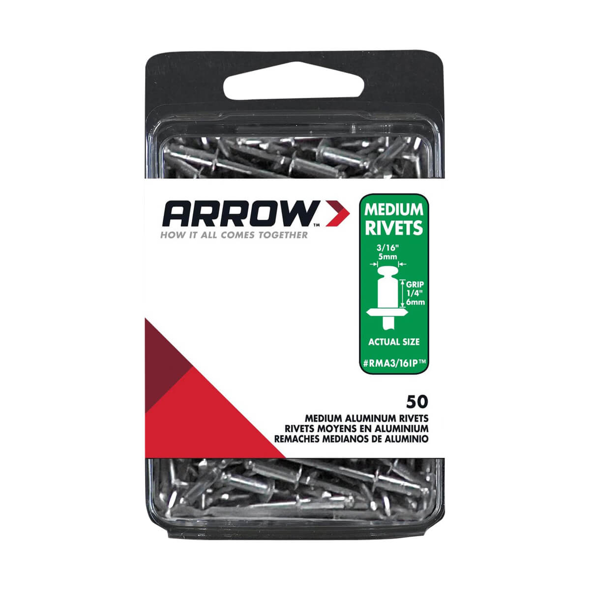 Aluminum Medium Rivets - 3/16-in - 50 Pack