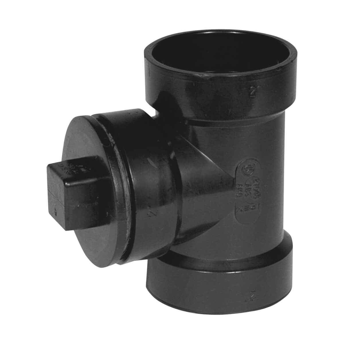 ABS-DWV Cleanout Tee - with plug - Hub - 3-in