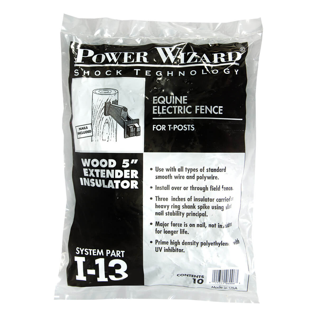 Power Wizard Wood Post Insulator 5-in Extender - I-12 White