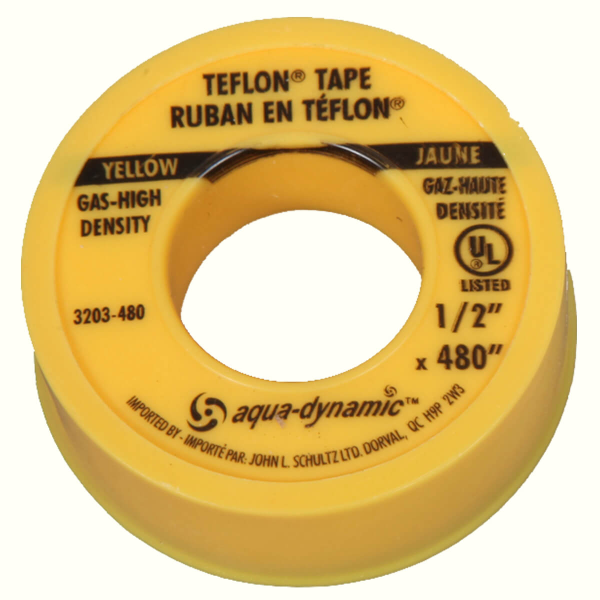 Thread Seal Teflon Tape 1/2in x 480in Yellow gas fittings