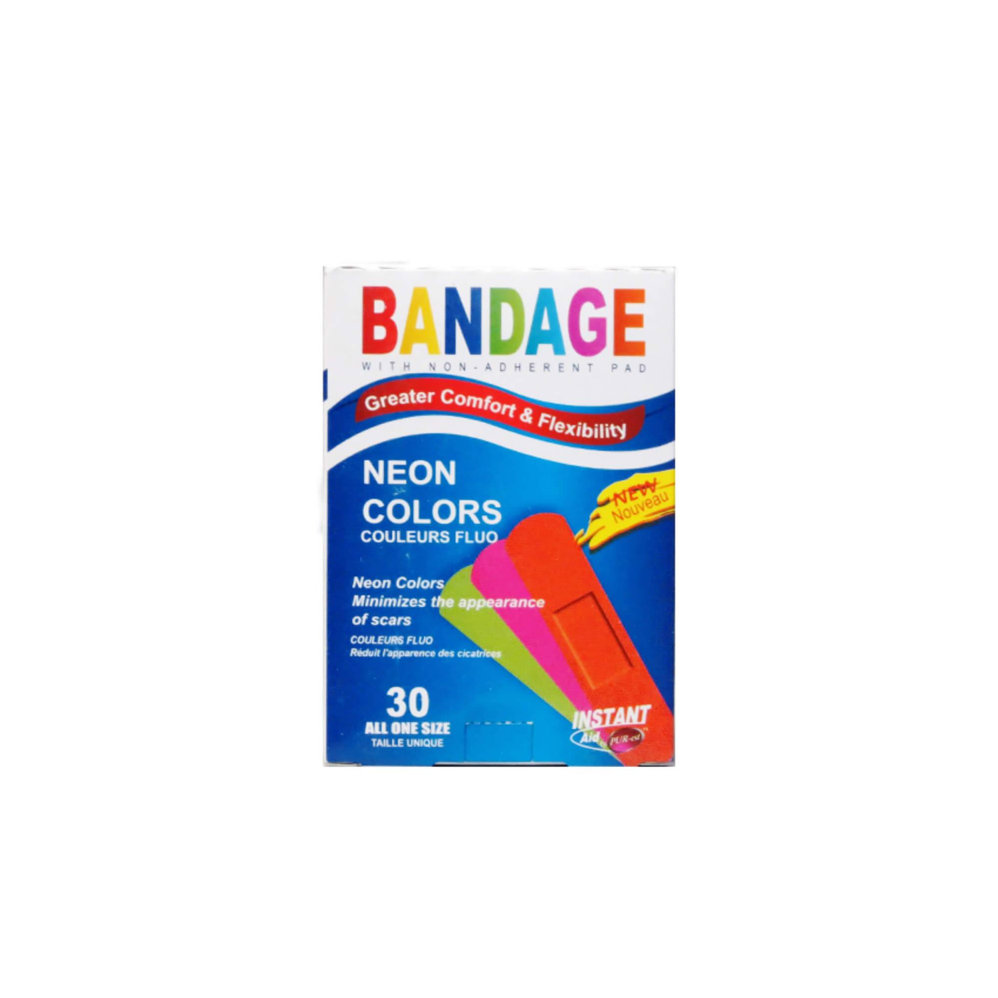 Instant Aid Neon Colors Bandages (30 In 1 Pack) By Purest