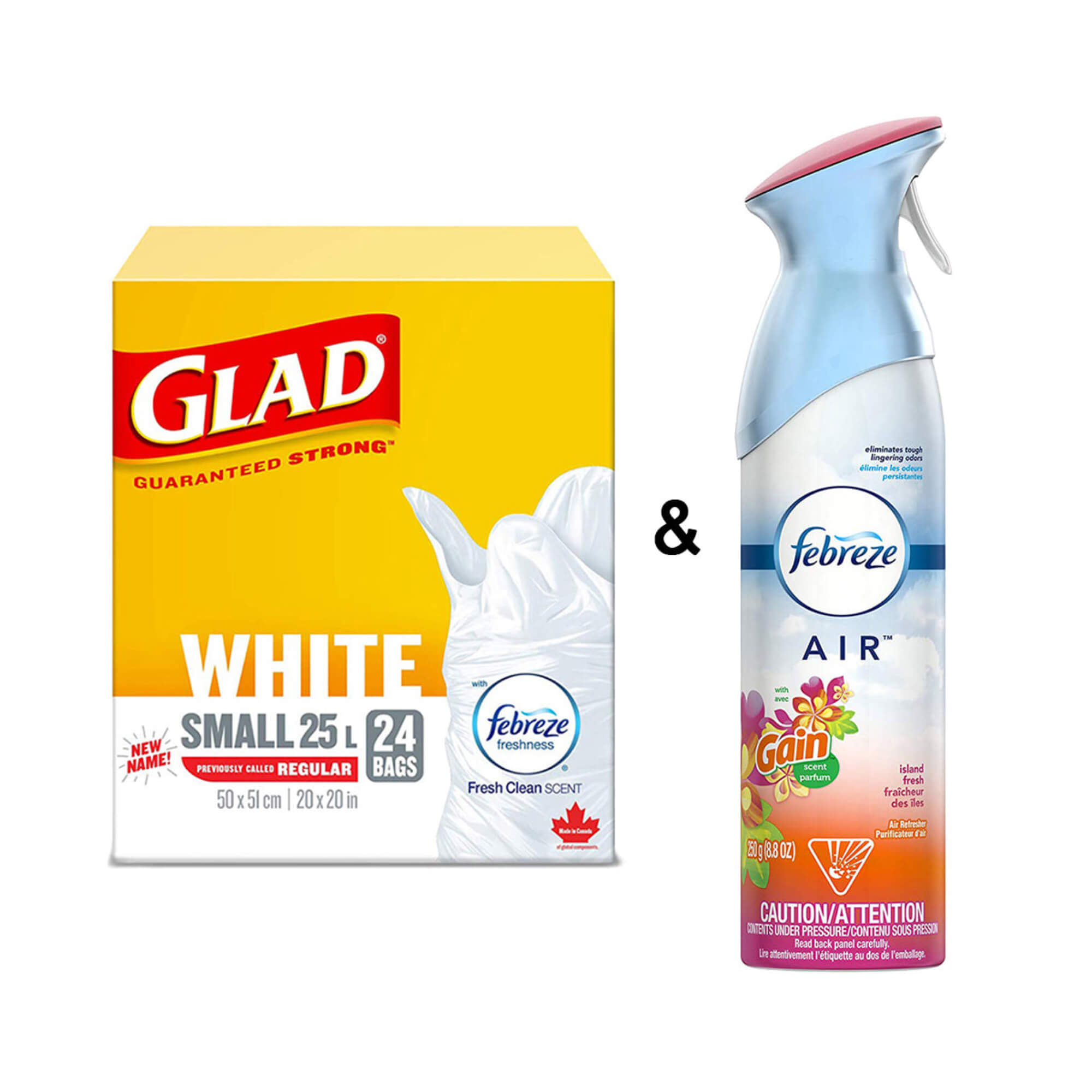 Air Freshener & Glad White Garbage - Small 25 L, 24 Bags