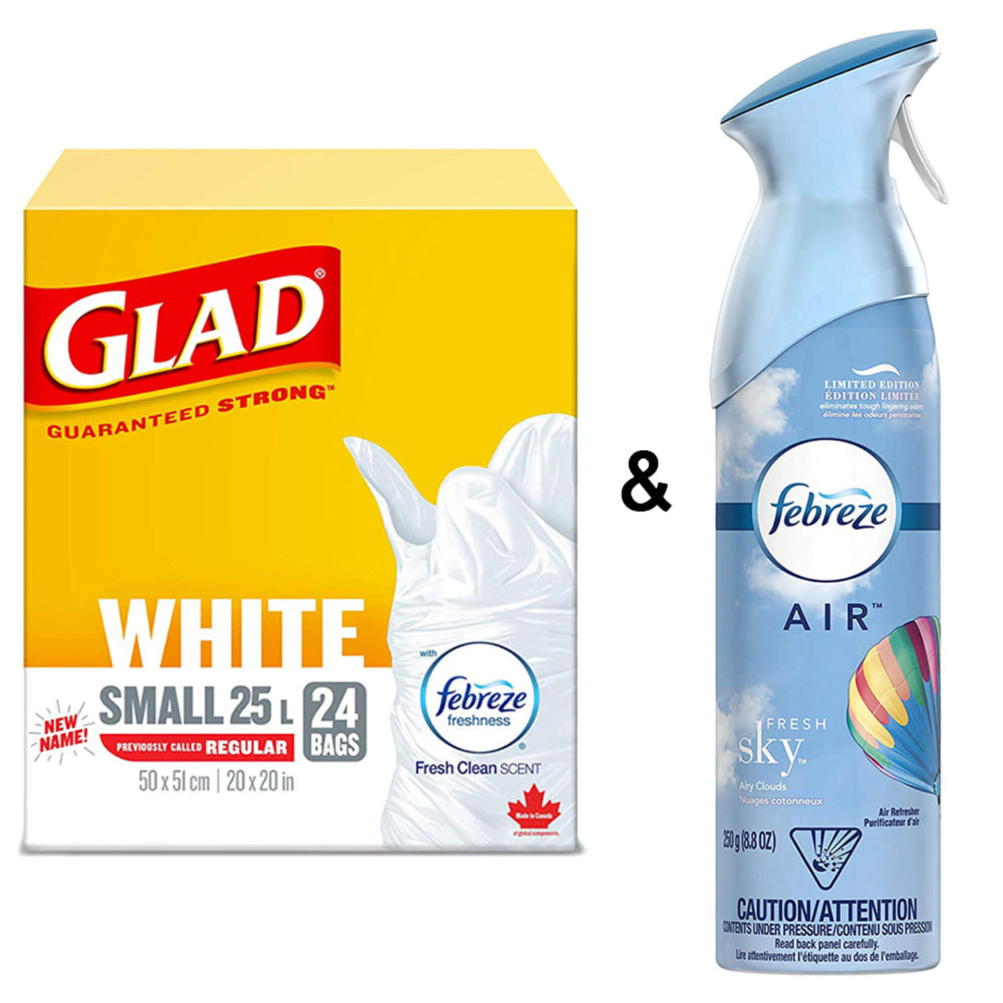Air Freshener & Glad White Garbage - Small 25 Ltr - 24 Bags