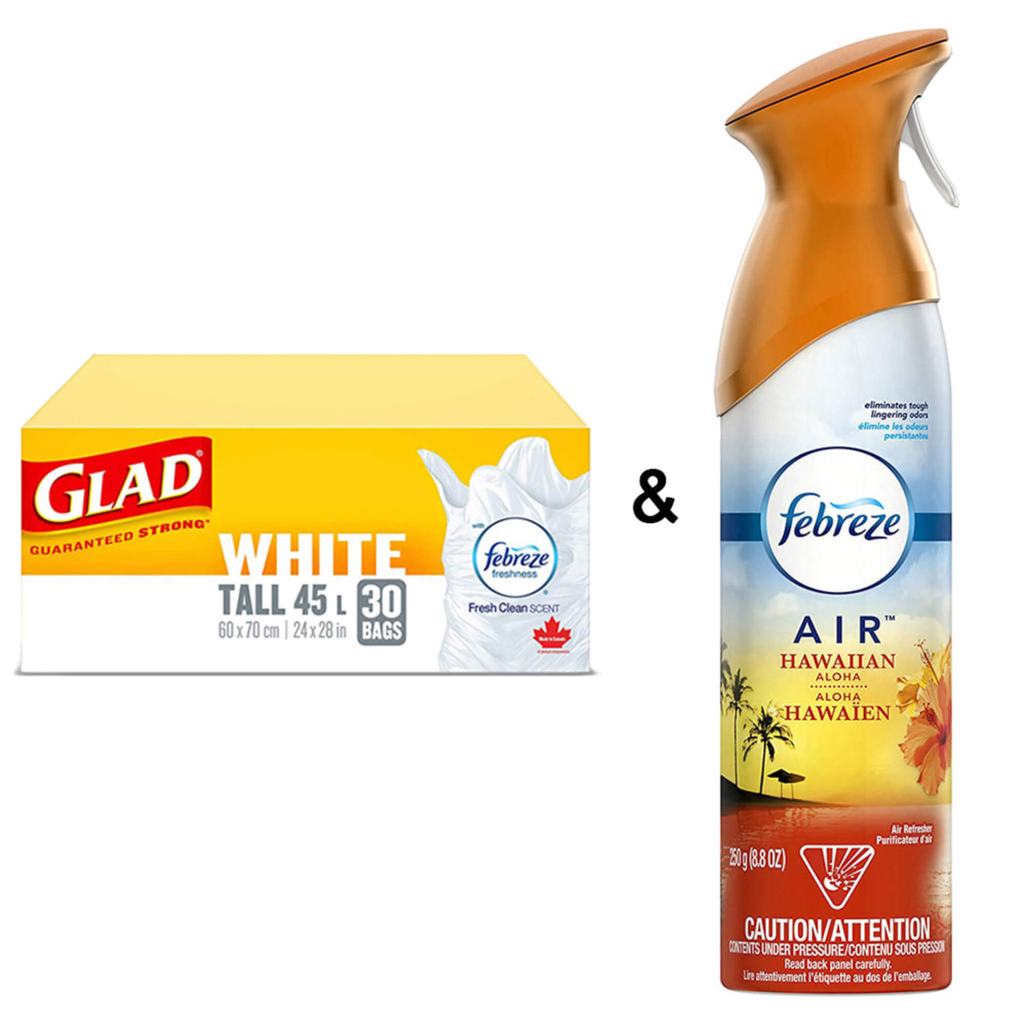 Air Freshener & Glad White Garbage - Tall 45 Ltr - 30 Bags