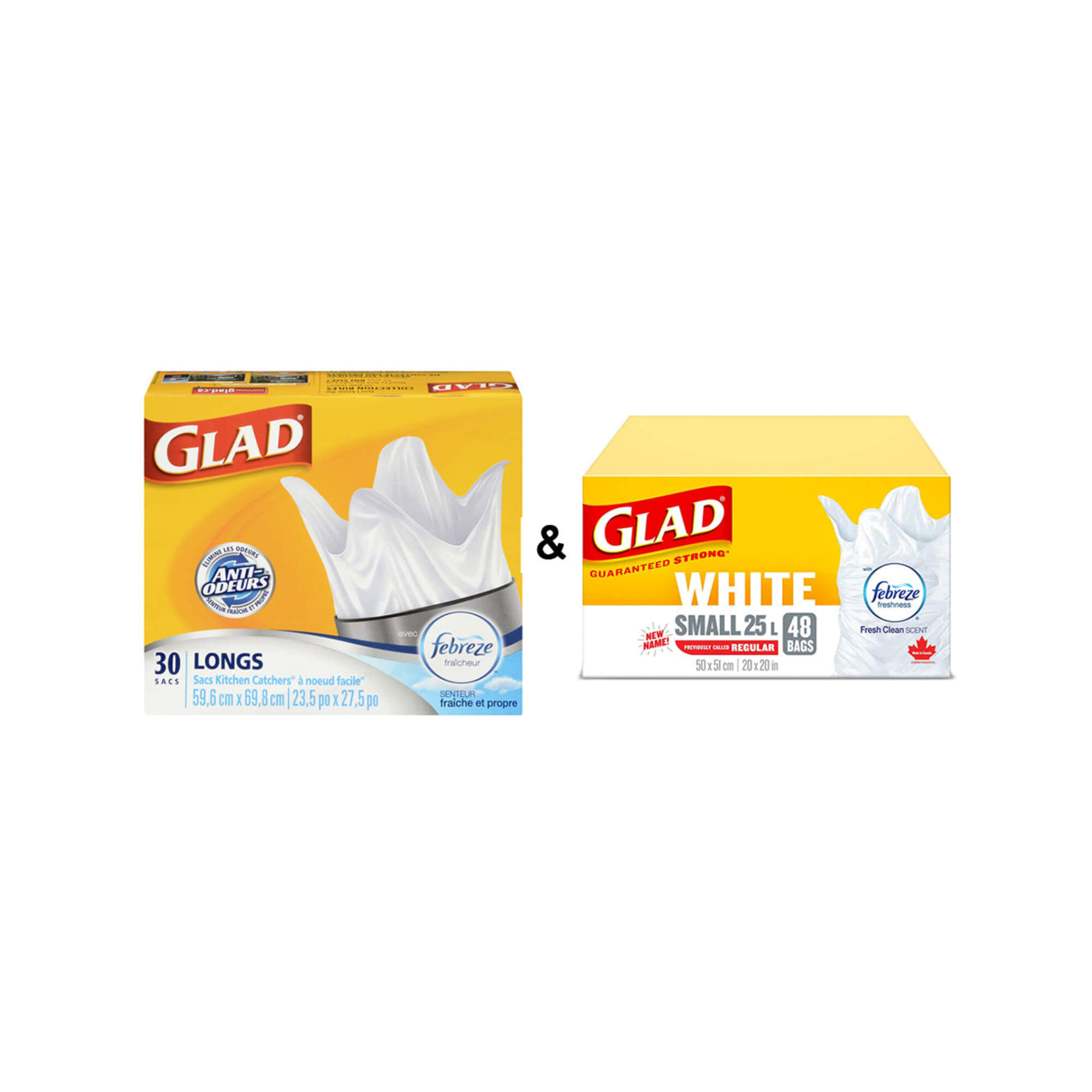 Glad White Garbage Bags, Tall+Glad White Garbage Bags, Small