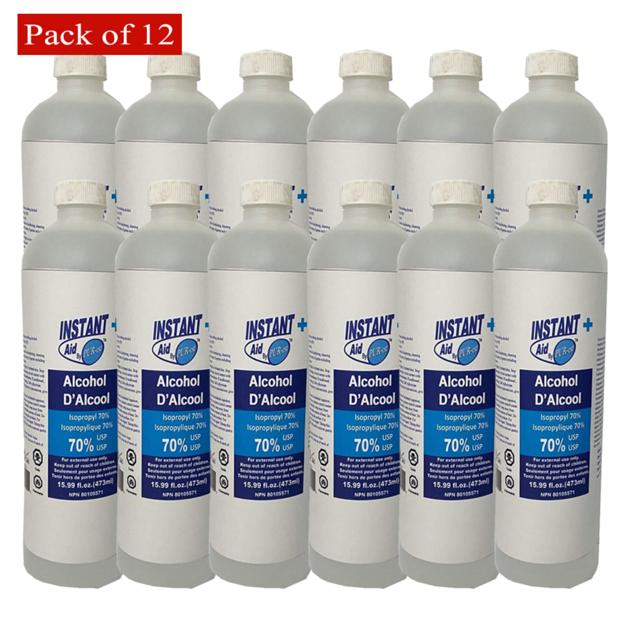 Purest Instant Aid Alcohol 70% 473ml  Pack of 12