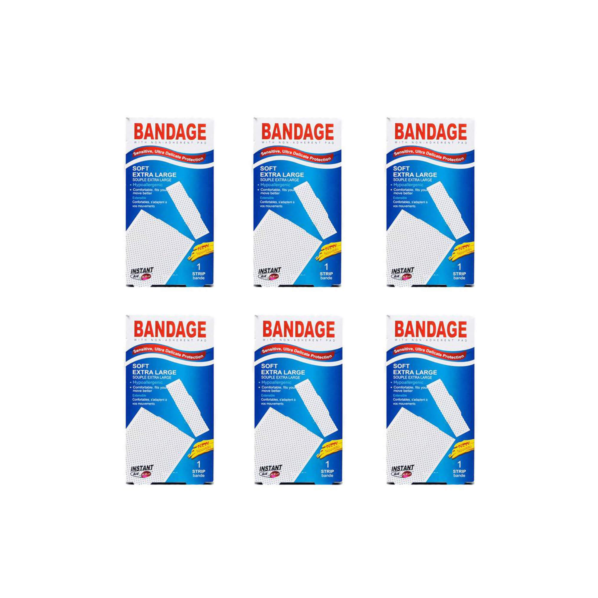 Purest Soft Extra Large Bandage, 1 Strip in 1 Pk, Pack of 6