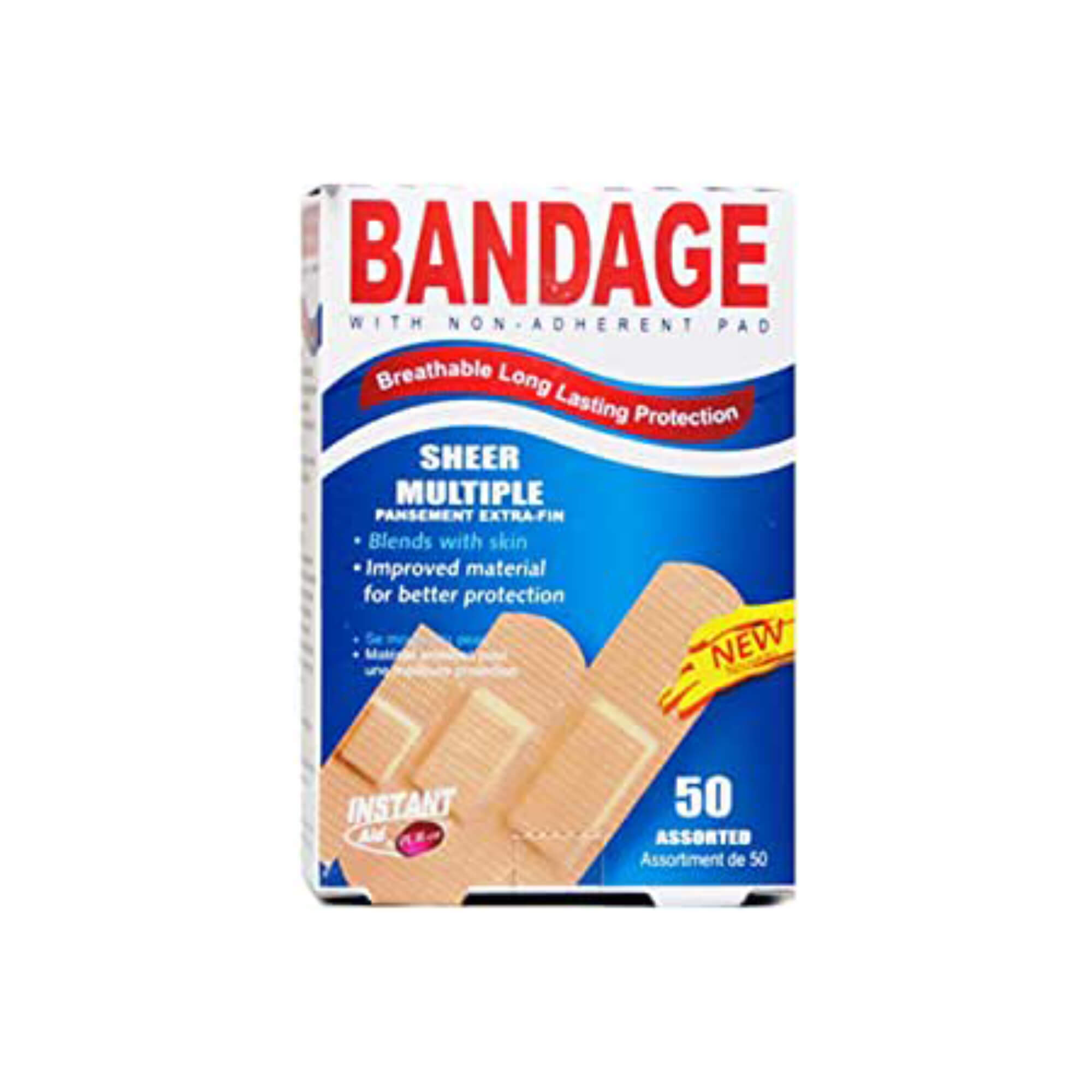 Instant Aid Sheer Multiple Bandage 50 In 1 Pack - Pack of 3