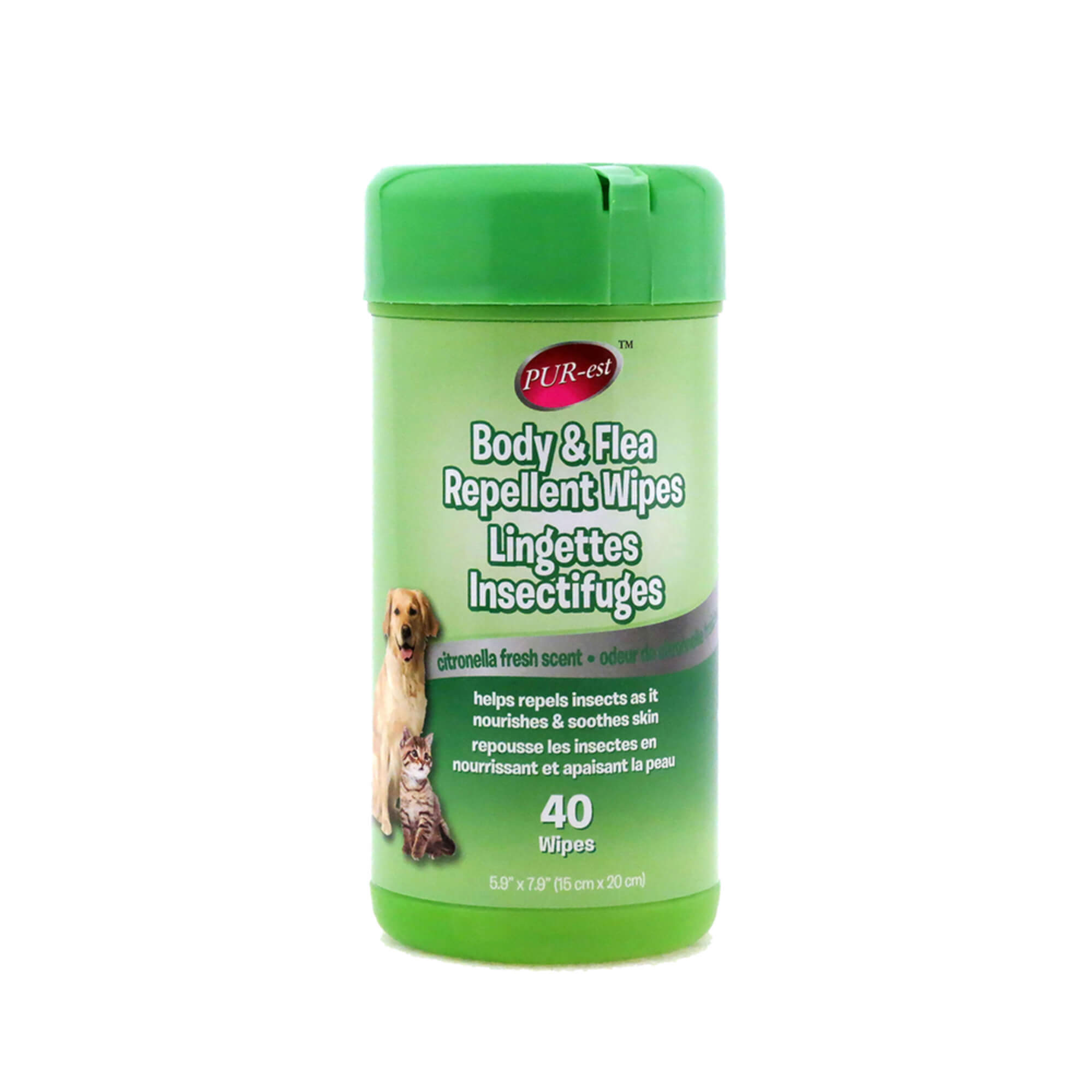 Pet Body & Flea Repellent Citronella Wipes Fresh Scent 40ct