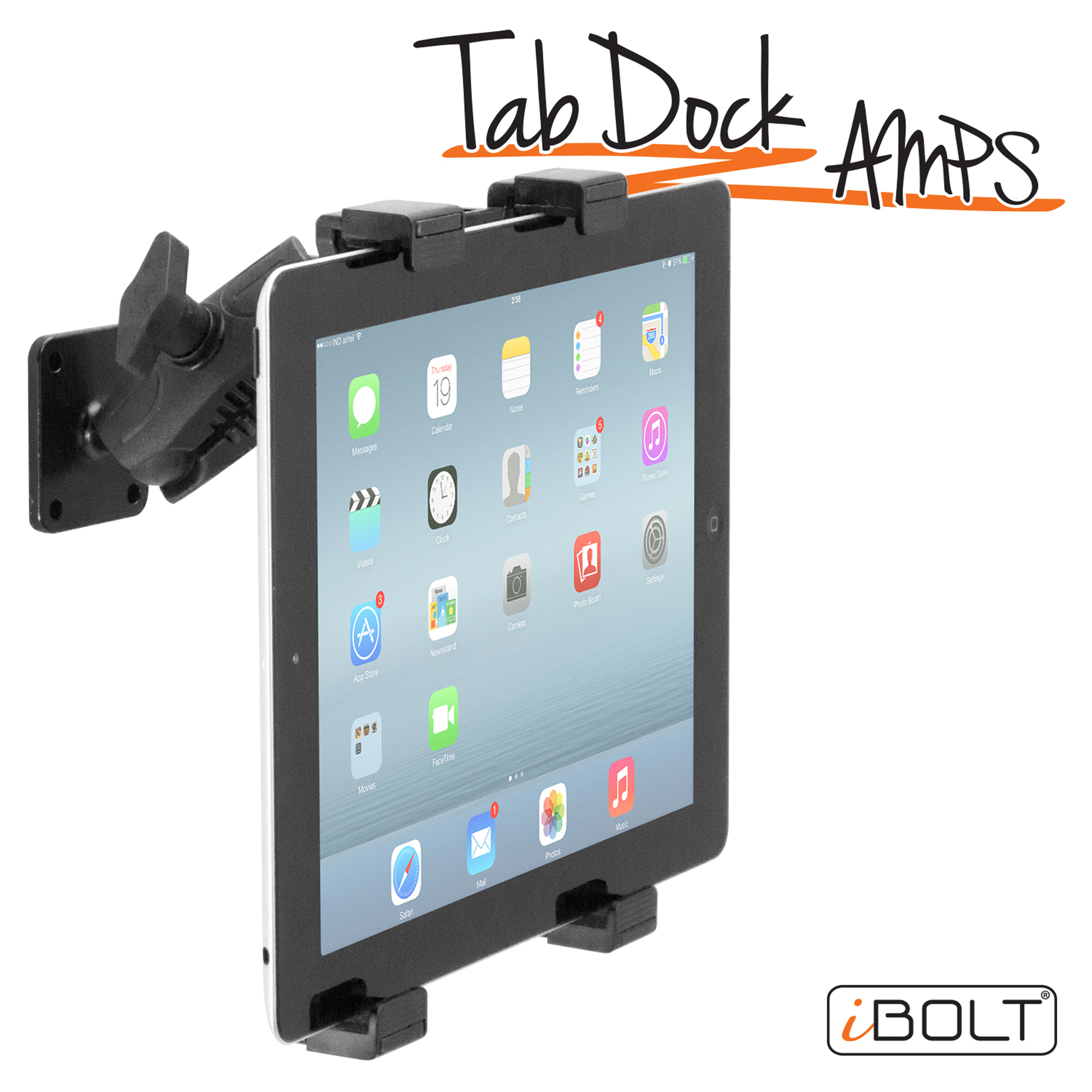 iBOLT TabDock AMPs -Drill Base Mount for 7-10" Tab