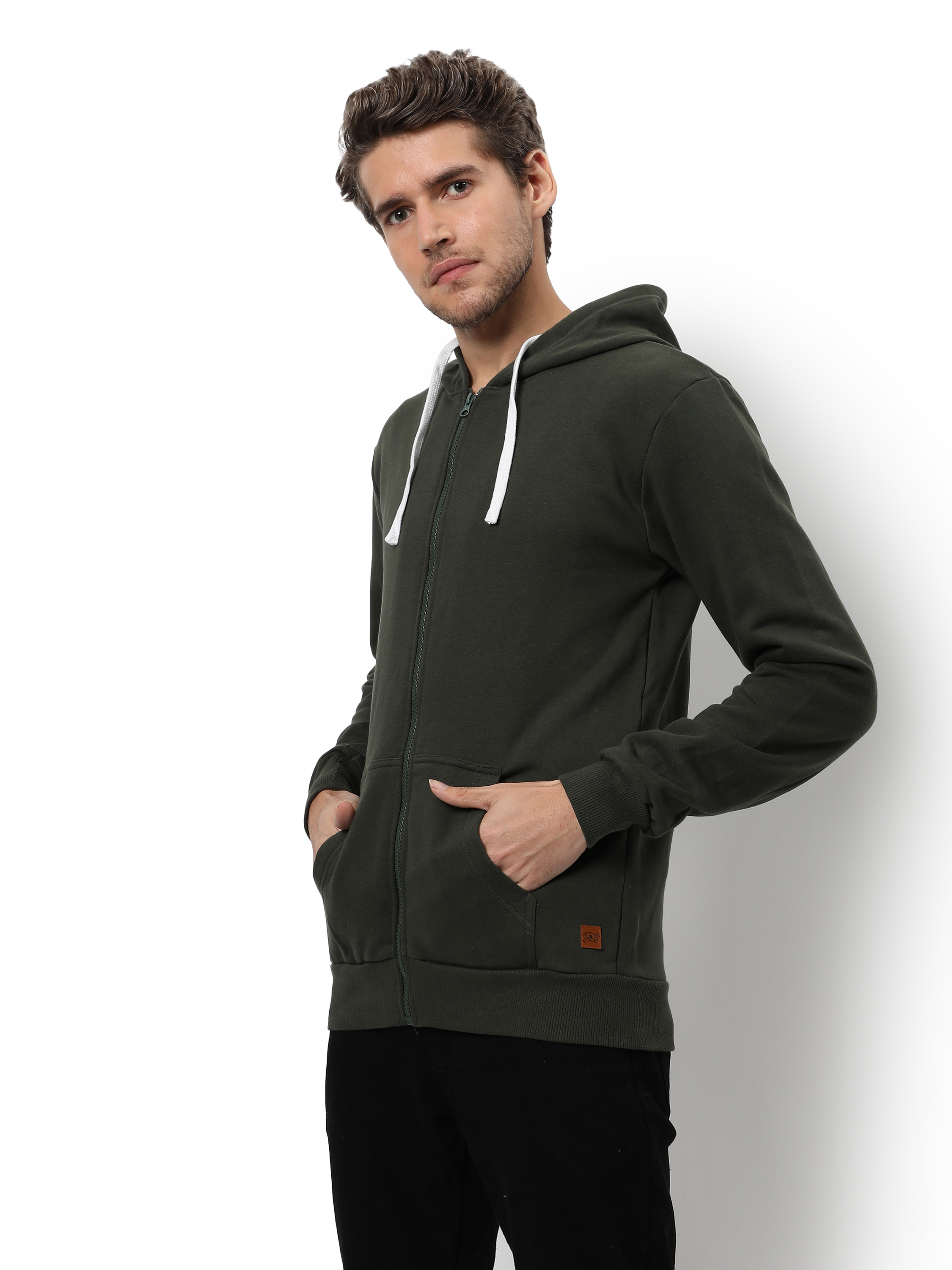 Zipper Solid Full Sleeve Stylish Casual Hooded Sweatshirt