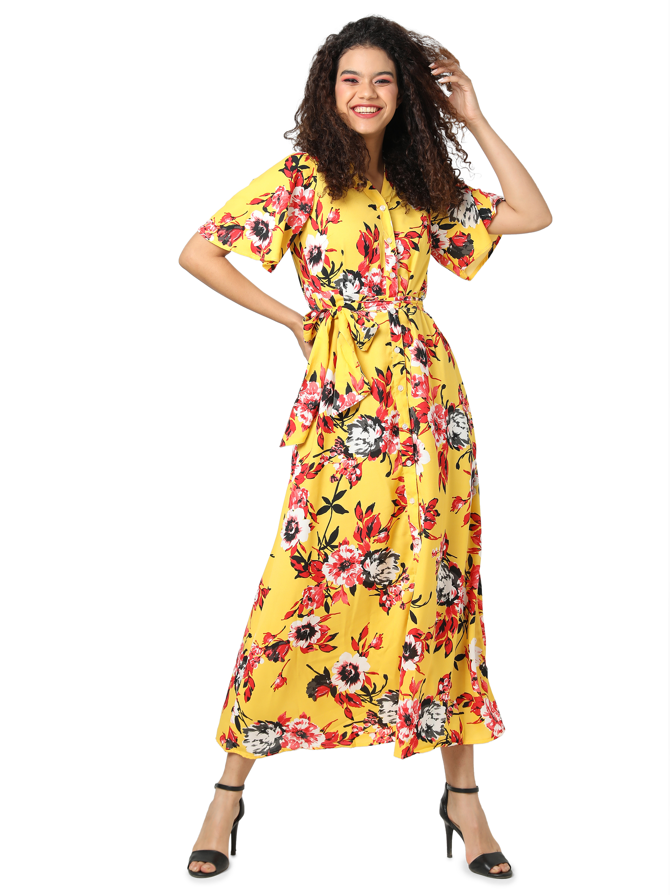 Women Stylish Floral Design Casual Dress