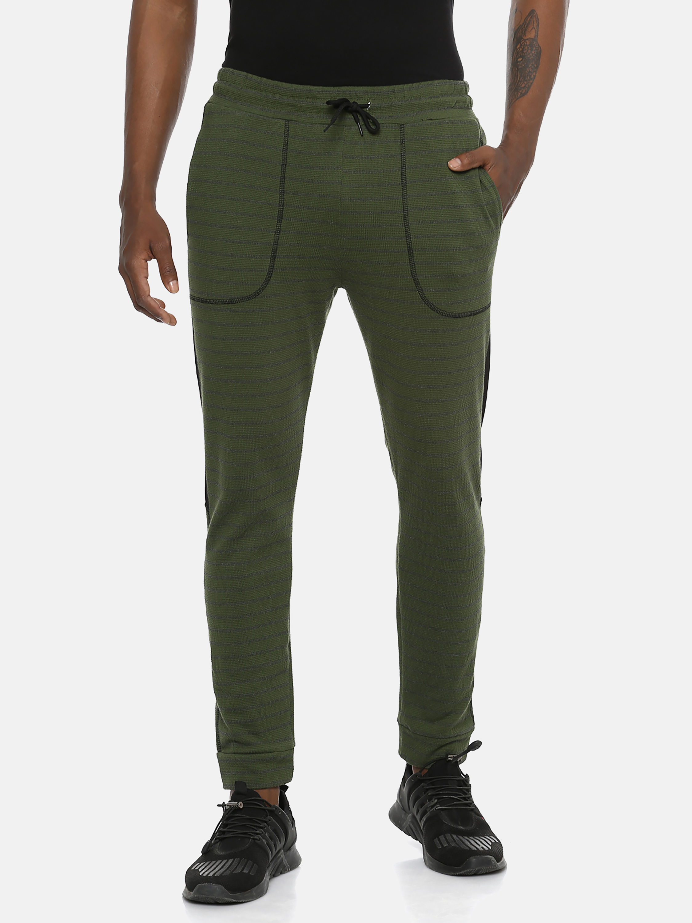 Men Striped Green Color Stylish Casual & Evevning Trackpant