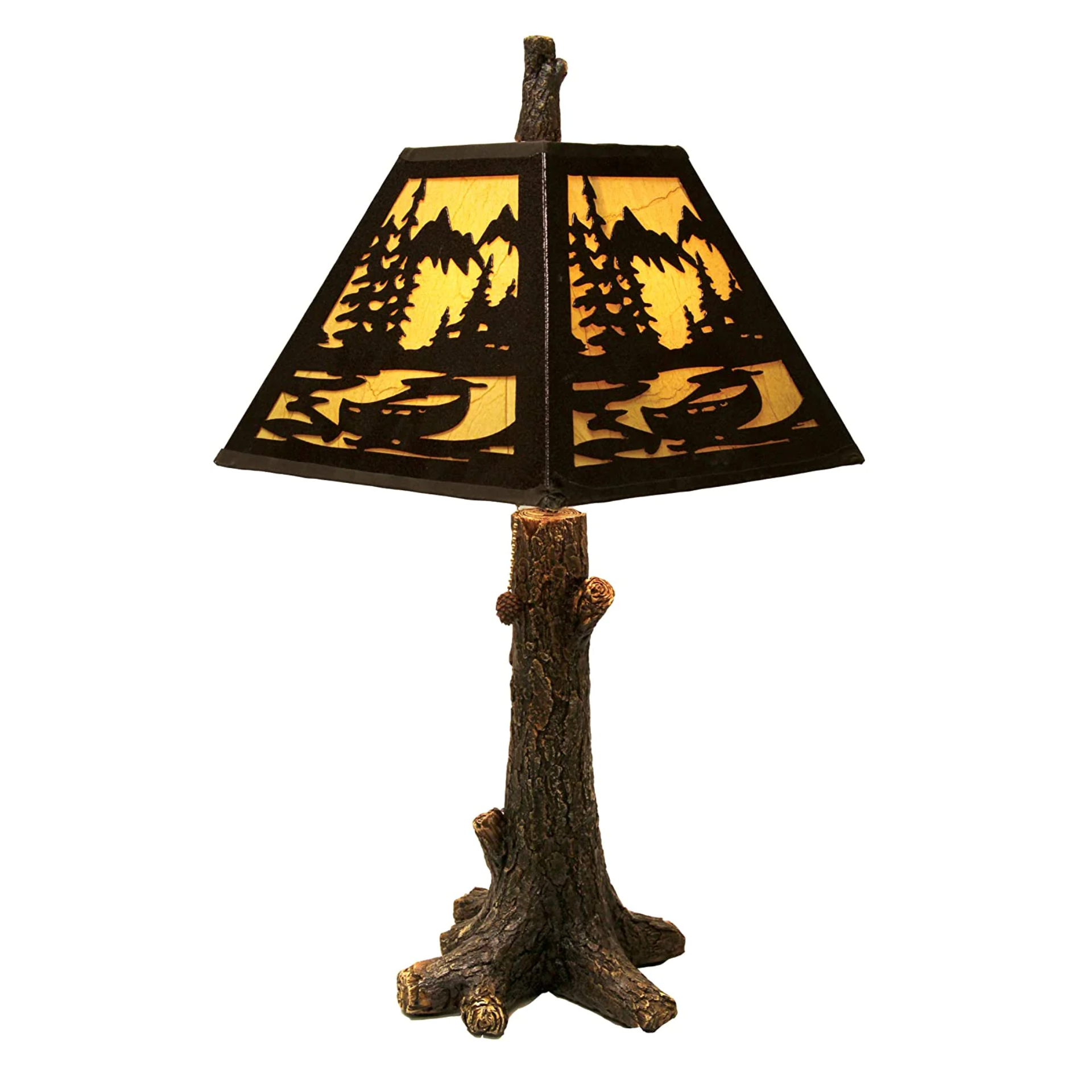 Rivers Edge Products Table Lamp - Rustic Tree Metal Shade