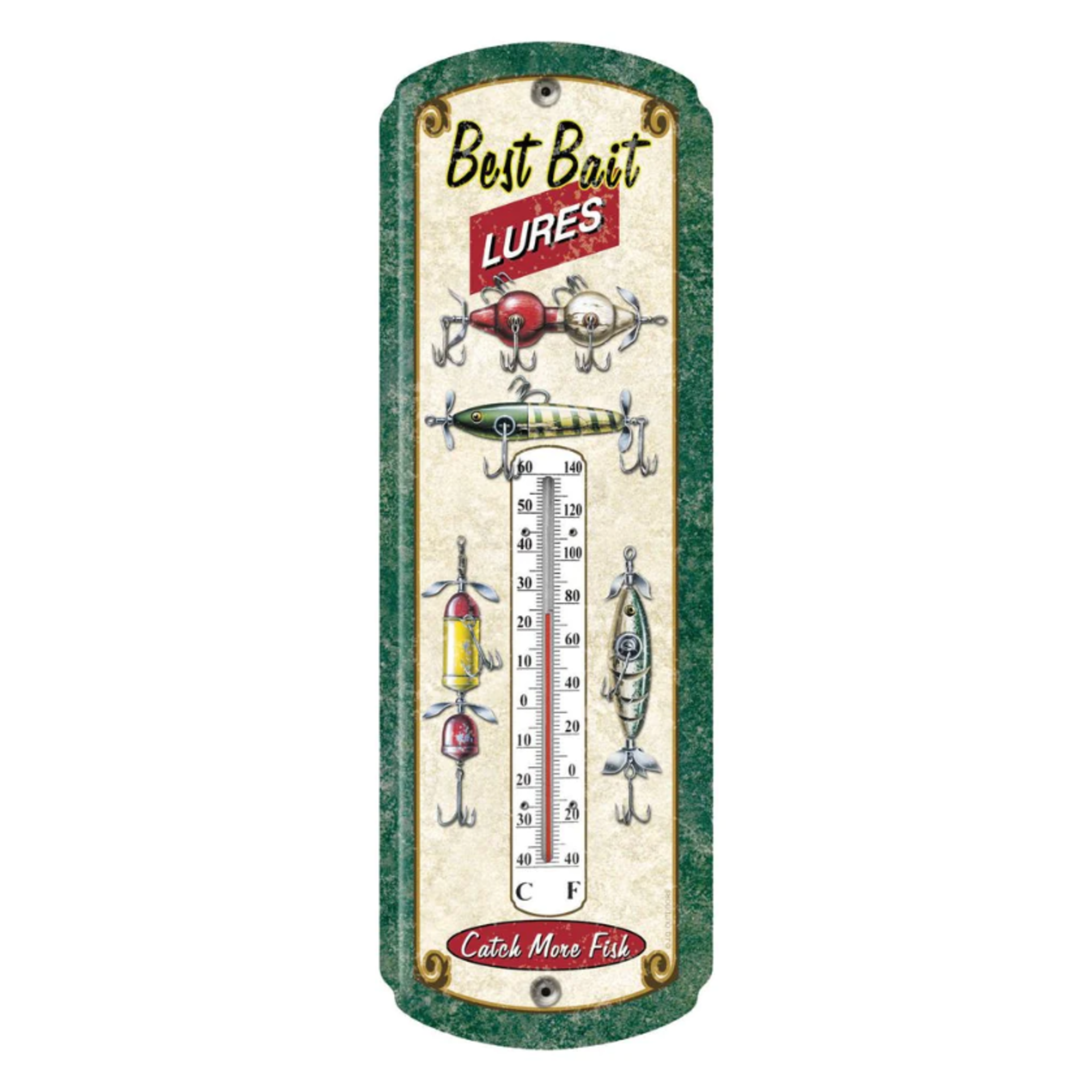Rivers Edge Products Bait Lures Nostalgic Tin Thermometer