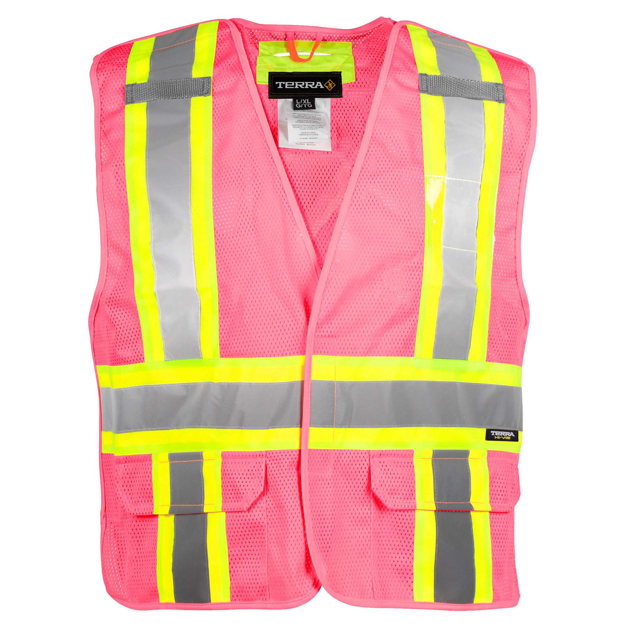 Hi-vis 5 point tear away mesh vest - Pink