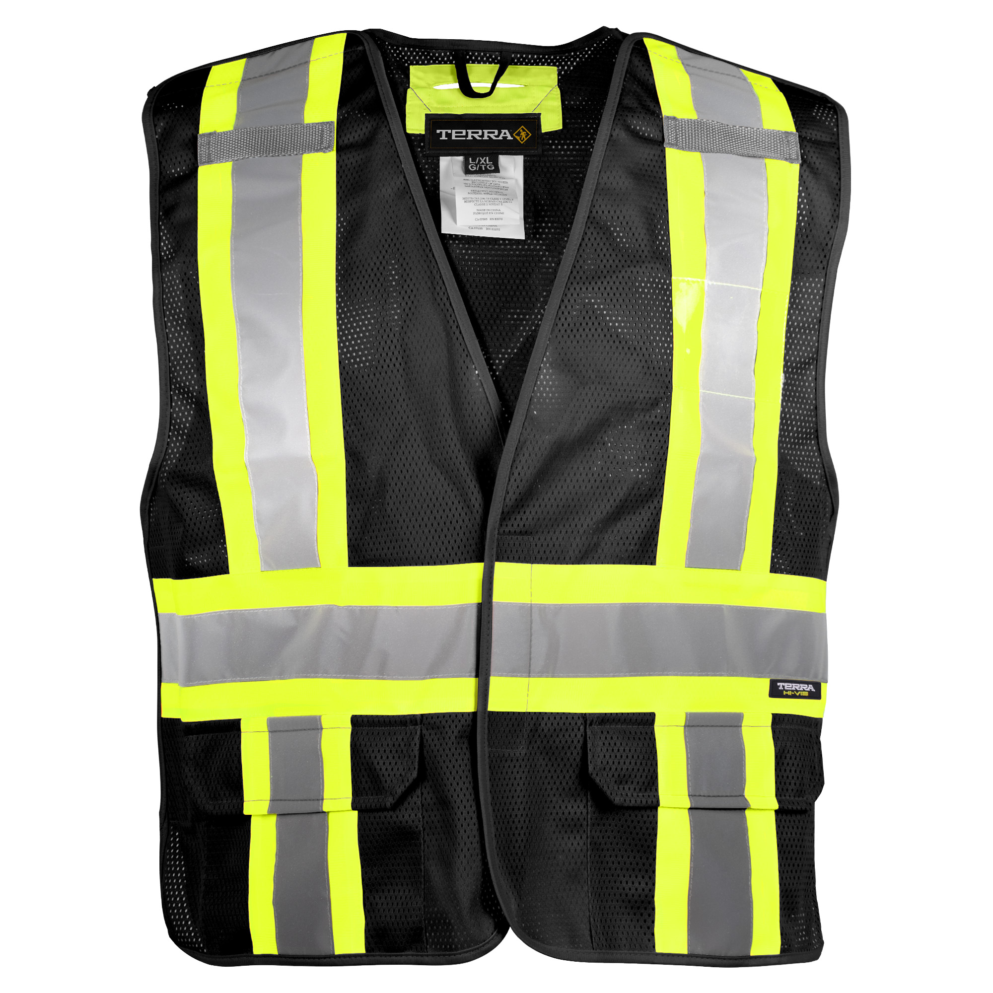 Hi-vis 5 point tear away mesh vest - Black