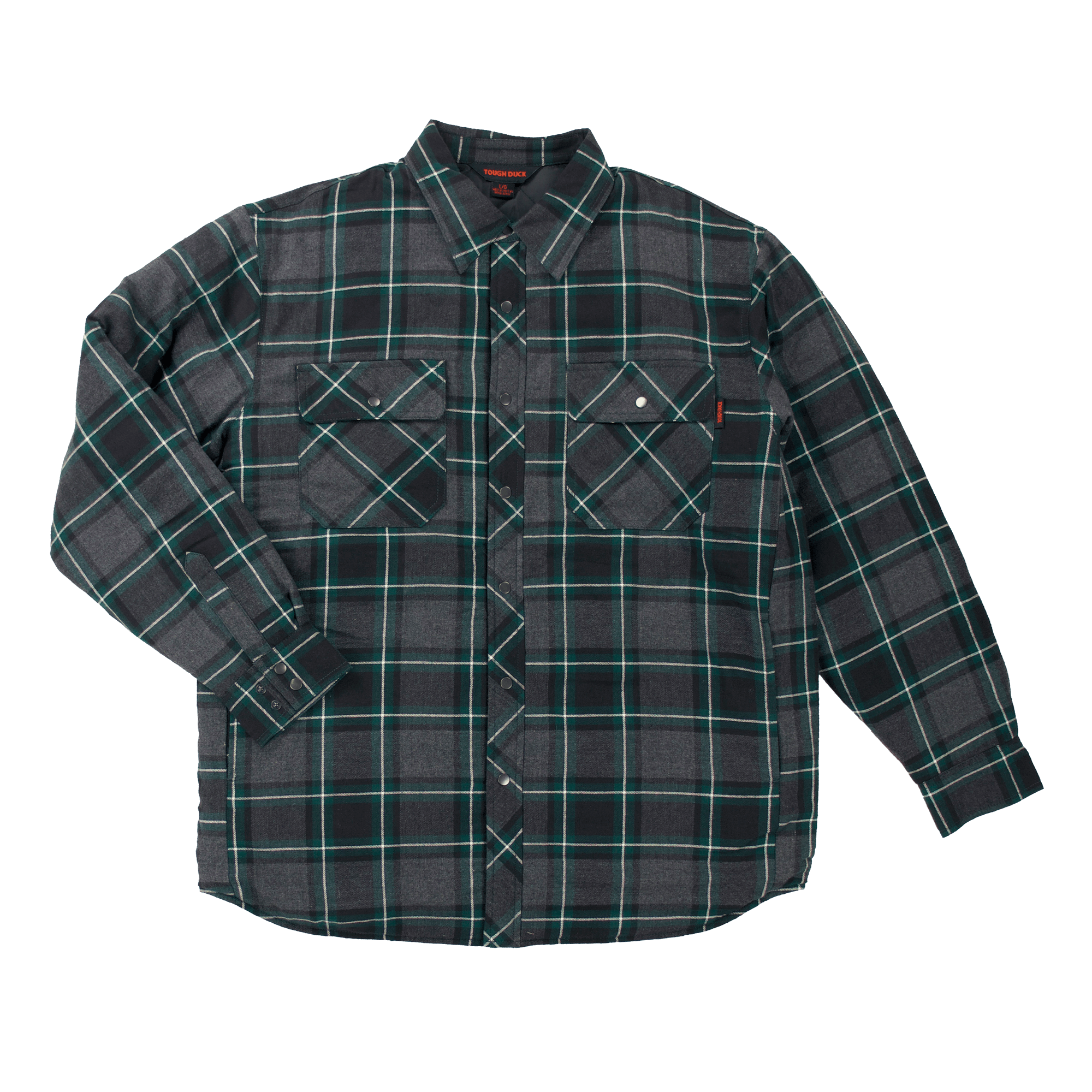 QUILT LINED FLANNEL SHIRT - Green Grey Plaid