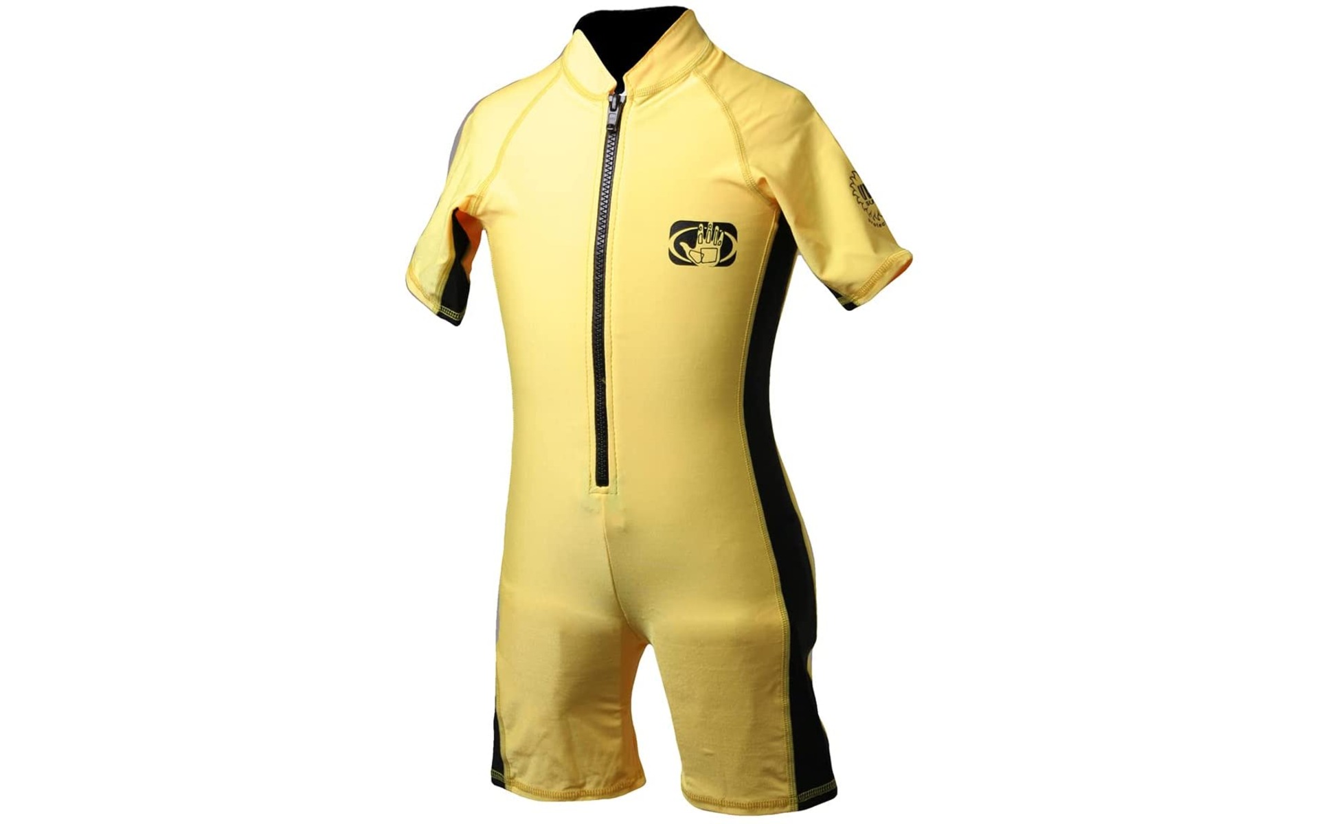Childs Shorty Wetsuit, 8oz Lycra, Front Zip, Black/Yellow