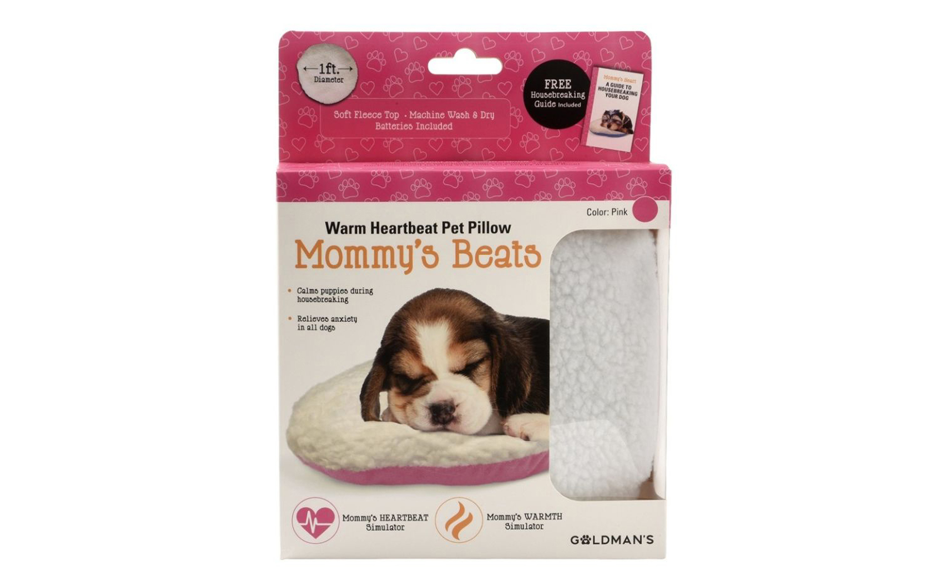 Mommys Beats Warm Heartbeat Pet Pillow Pink