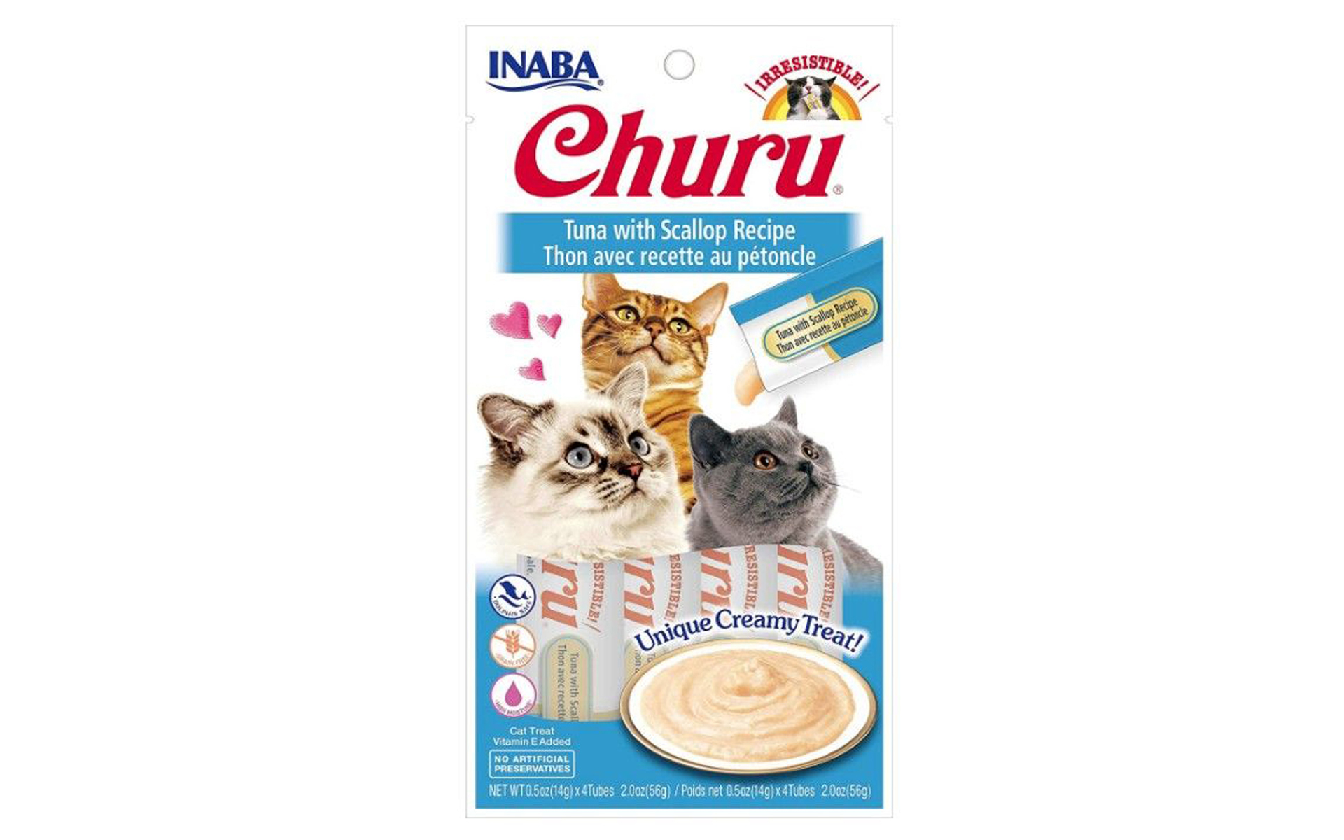 Churu Tuna with Scallop Recipe Creamy Cat Treat, 4 count