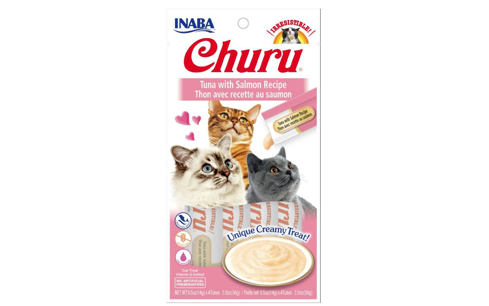 Churu Tuna with Salmon Recipe Creamy Cat Treat, 4 count