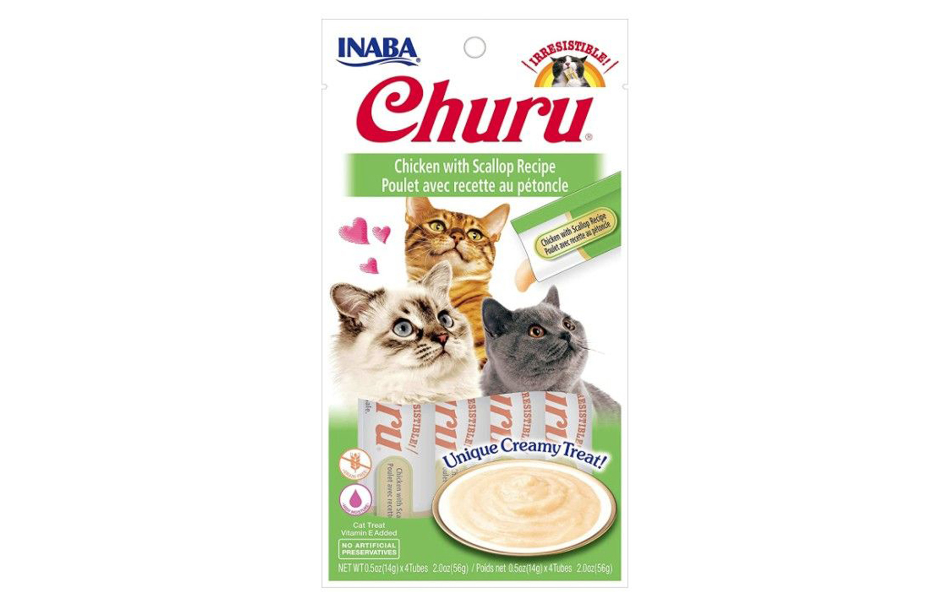 Churu Chicken with Scallop Recipe Creamy Cat Treat, 4 count