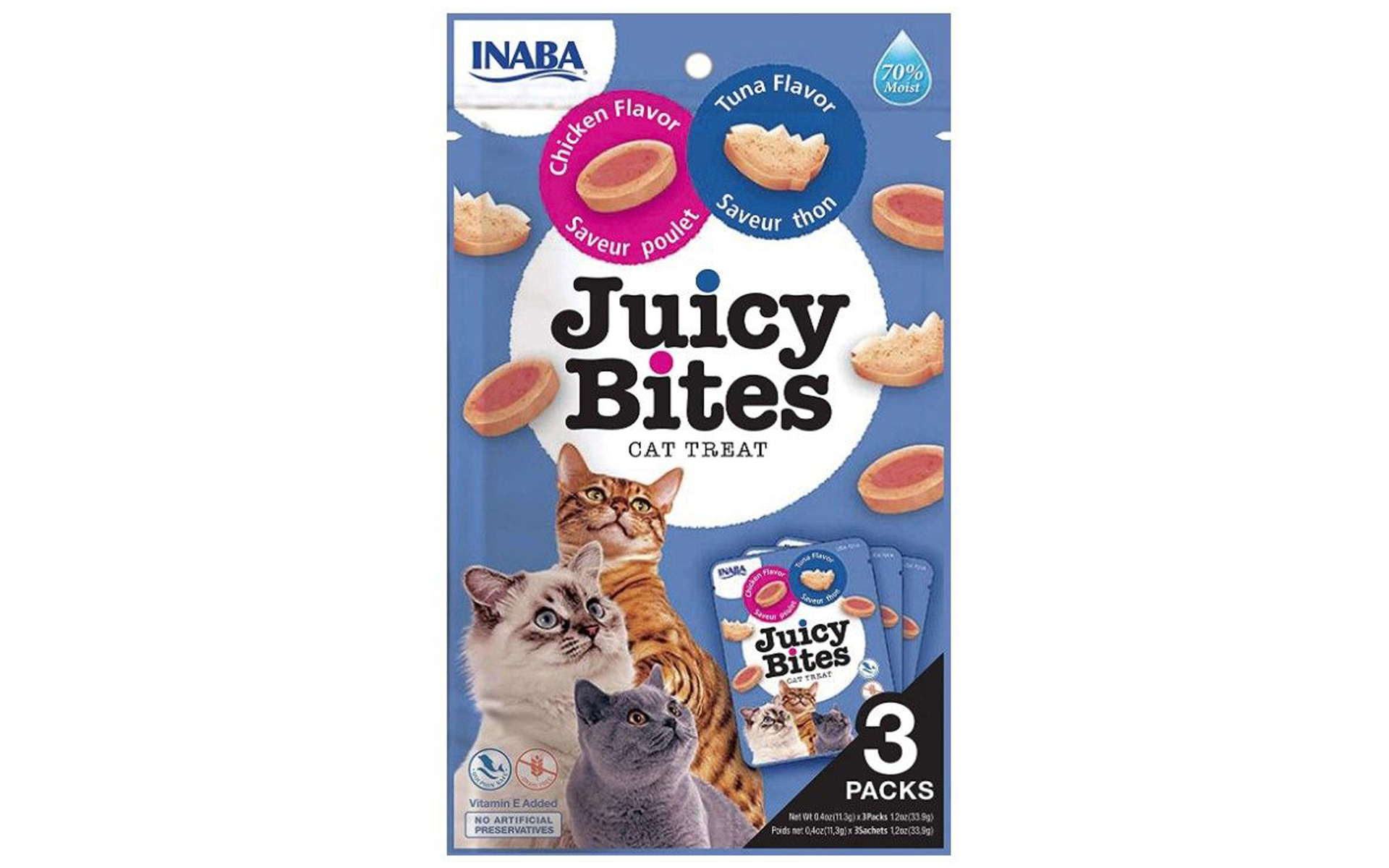 Juicy Bites Cat Treat Tuna and Chicken Flavor, 3 count