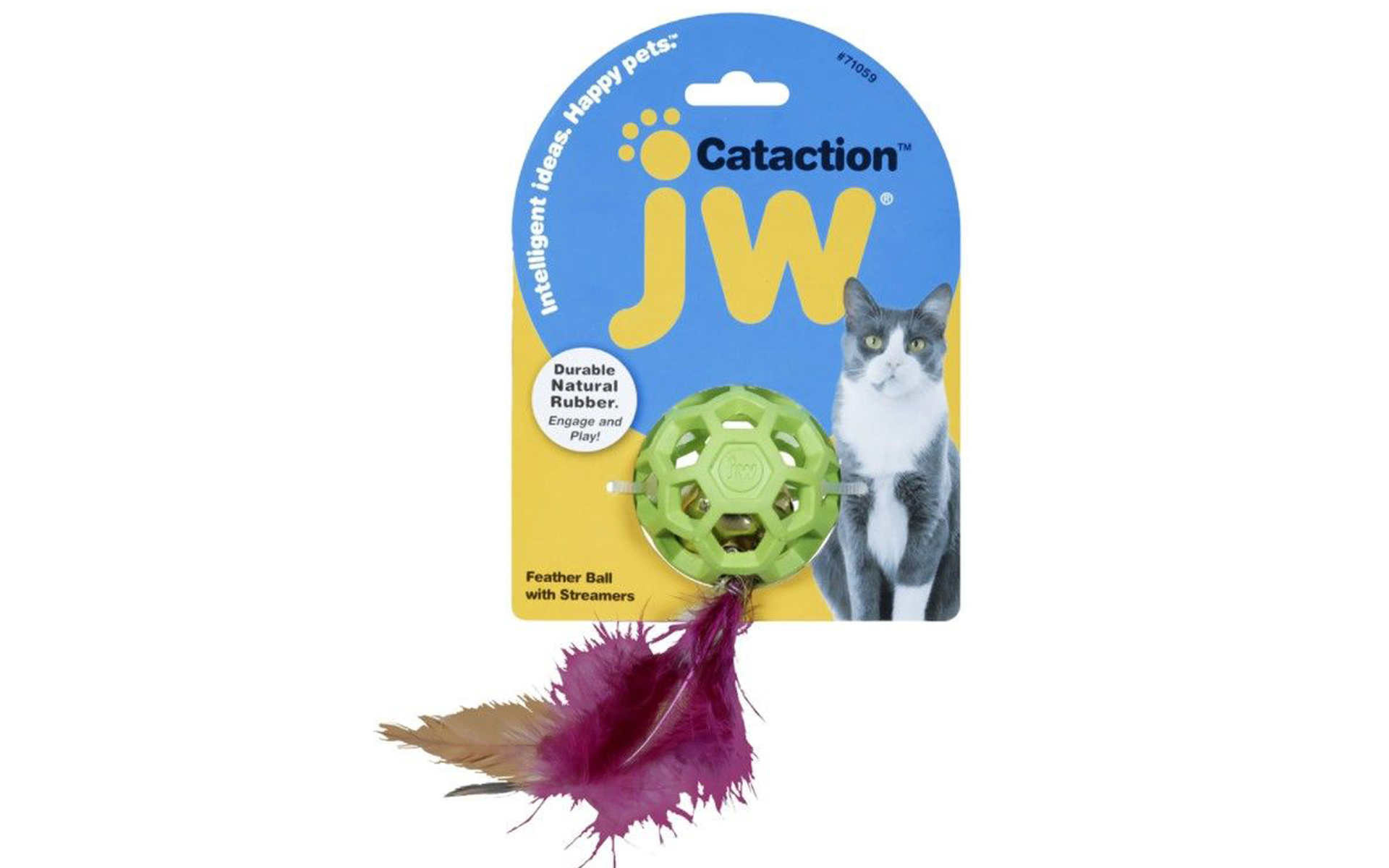 Cataction Feather Ball Toy With Bell Interactive Cat Toy