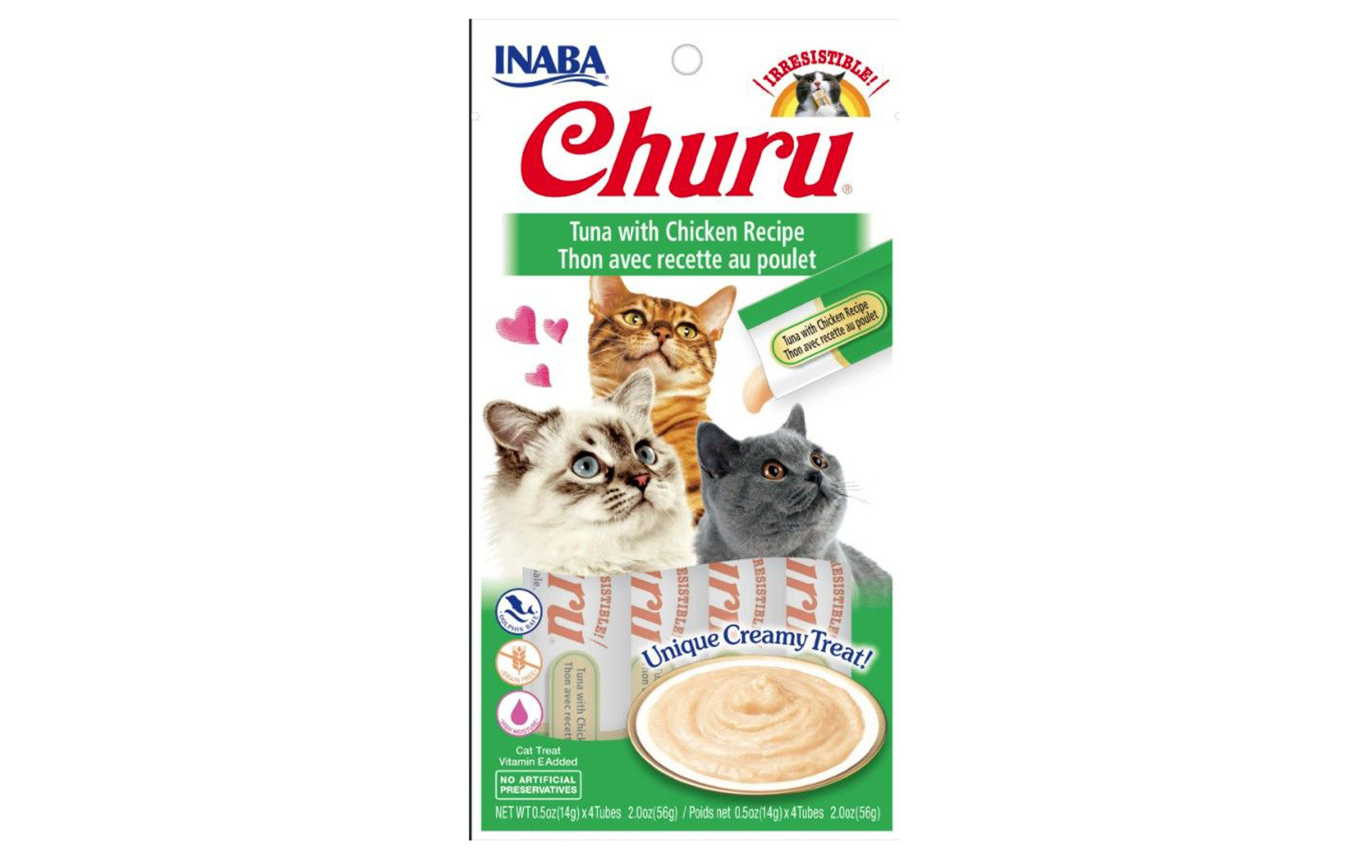 Churu Tuna with Chicken Recipe Creamy Cat Treat, 4 count