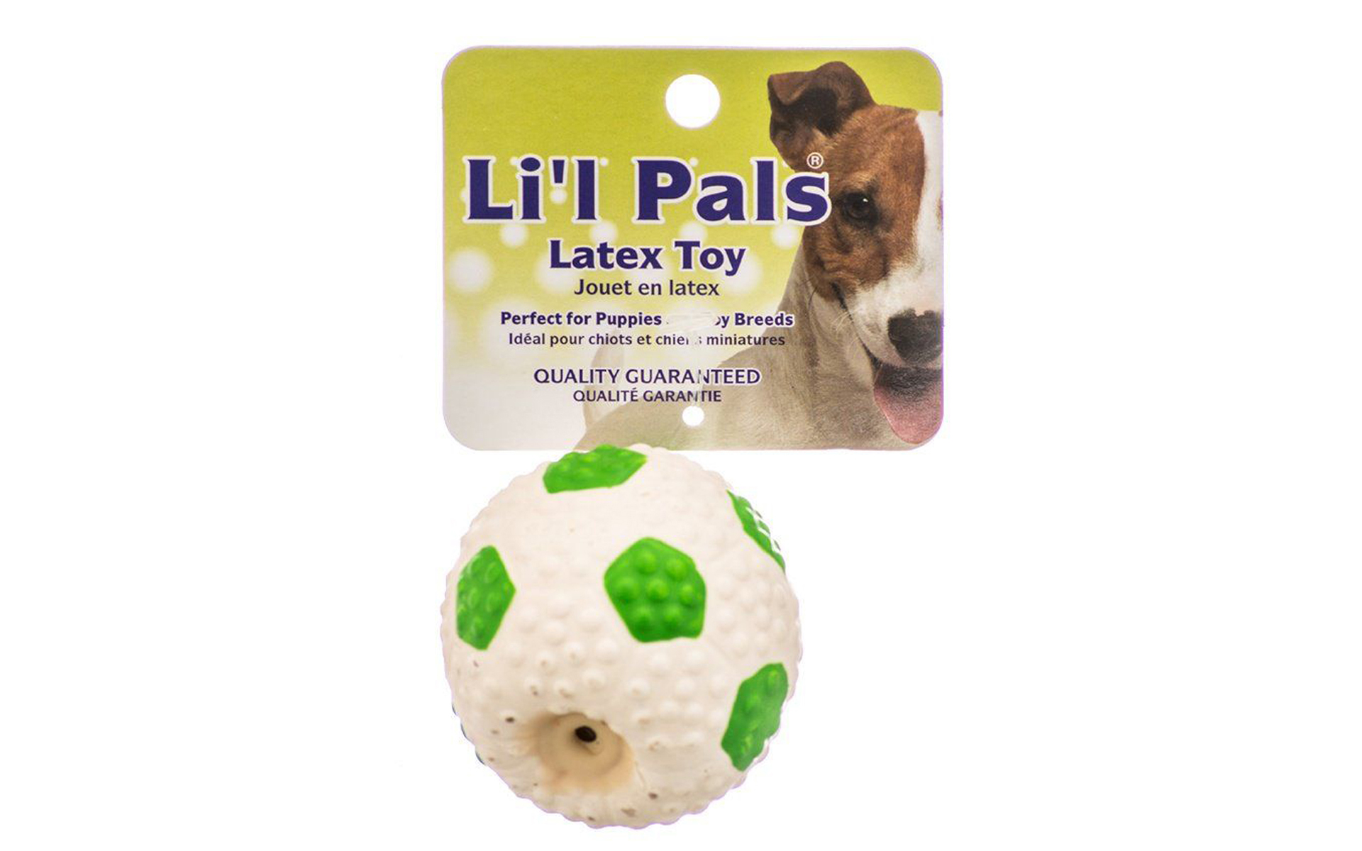 Latex Mini Soccer Ball for Dogs - Green & White, 2" Diameter