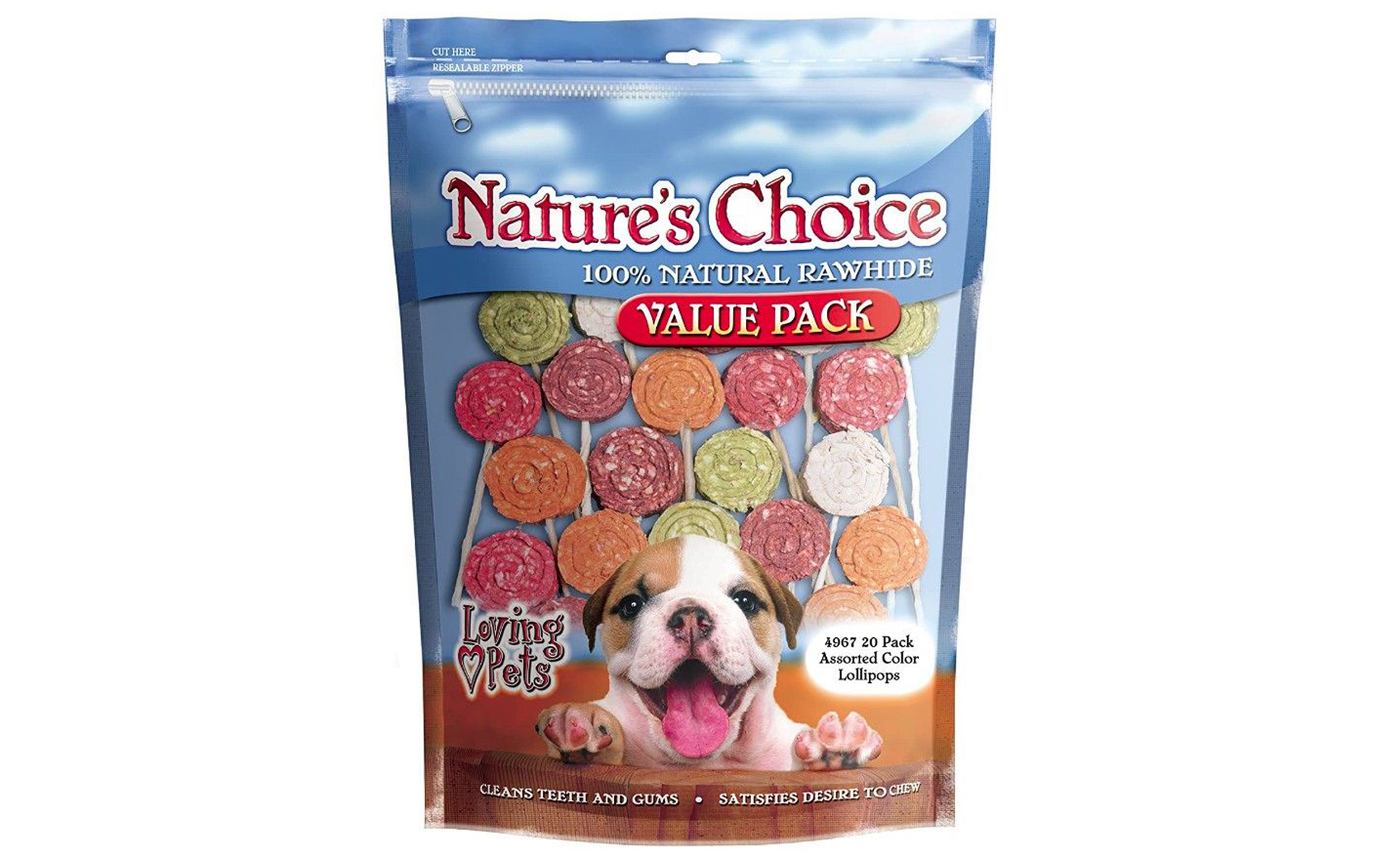 Nature's Choice Natural Rawhide Munchy Lollipops, 20 Pack
