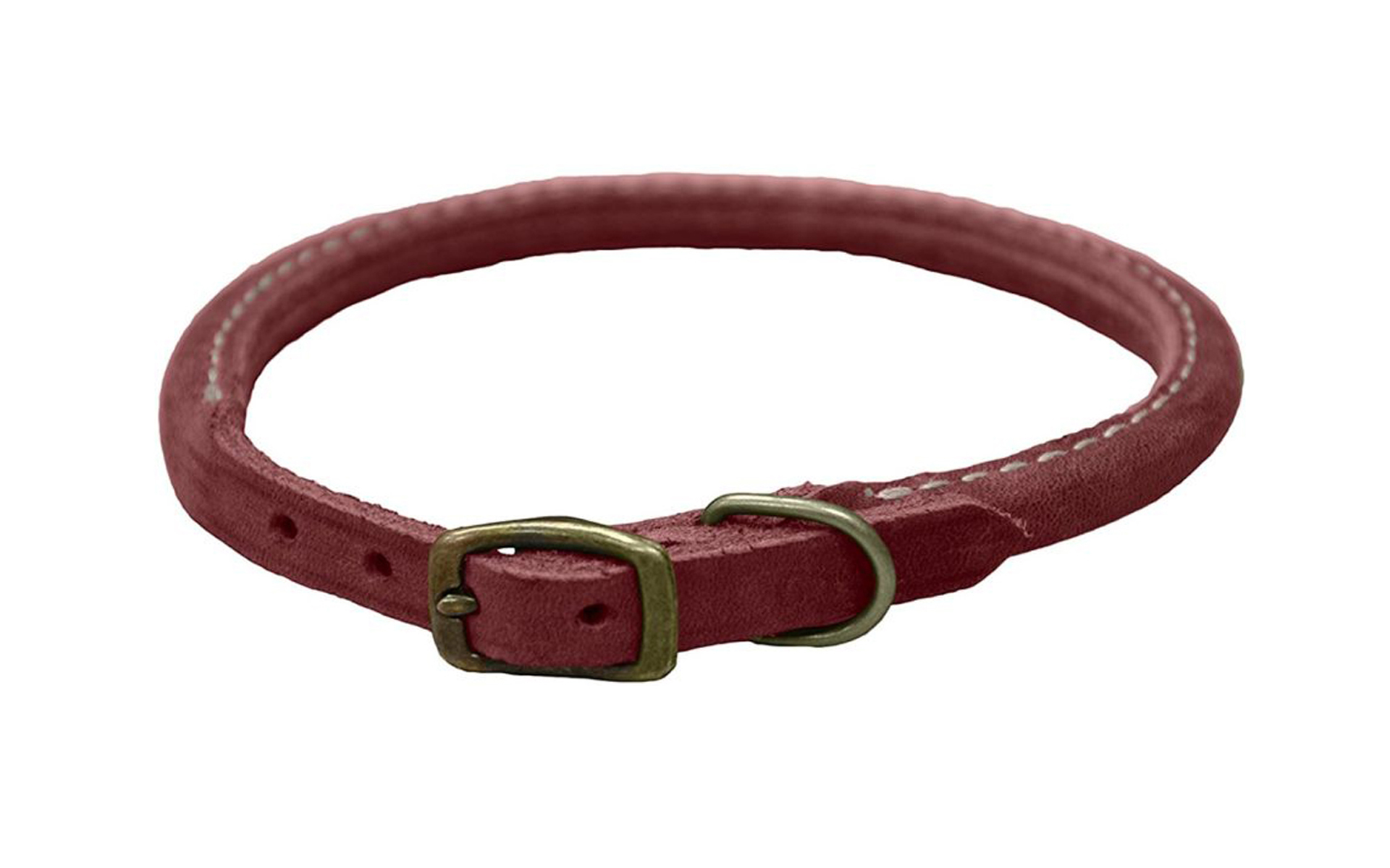 Rustic Leather Dog Collar Brick Red, 3/8"W x 10"L