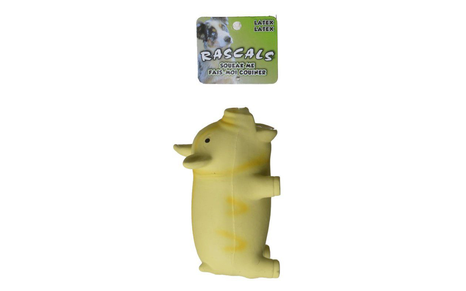 Rascals Latex Grunting Pig Dog Toy - Yellow, 6.25" Long