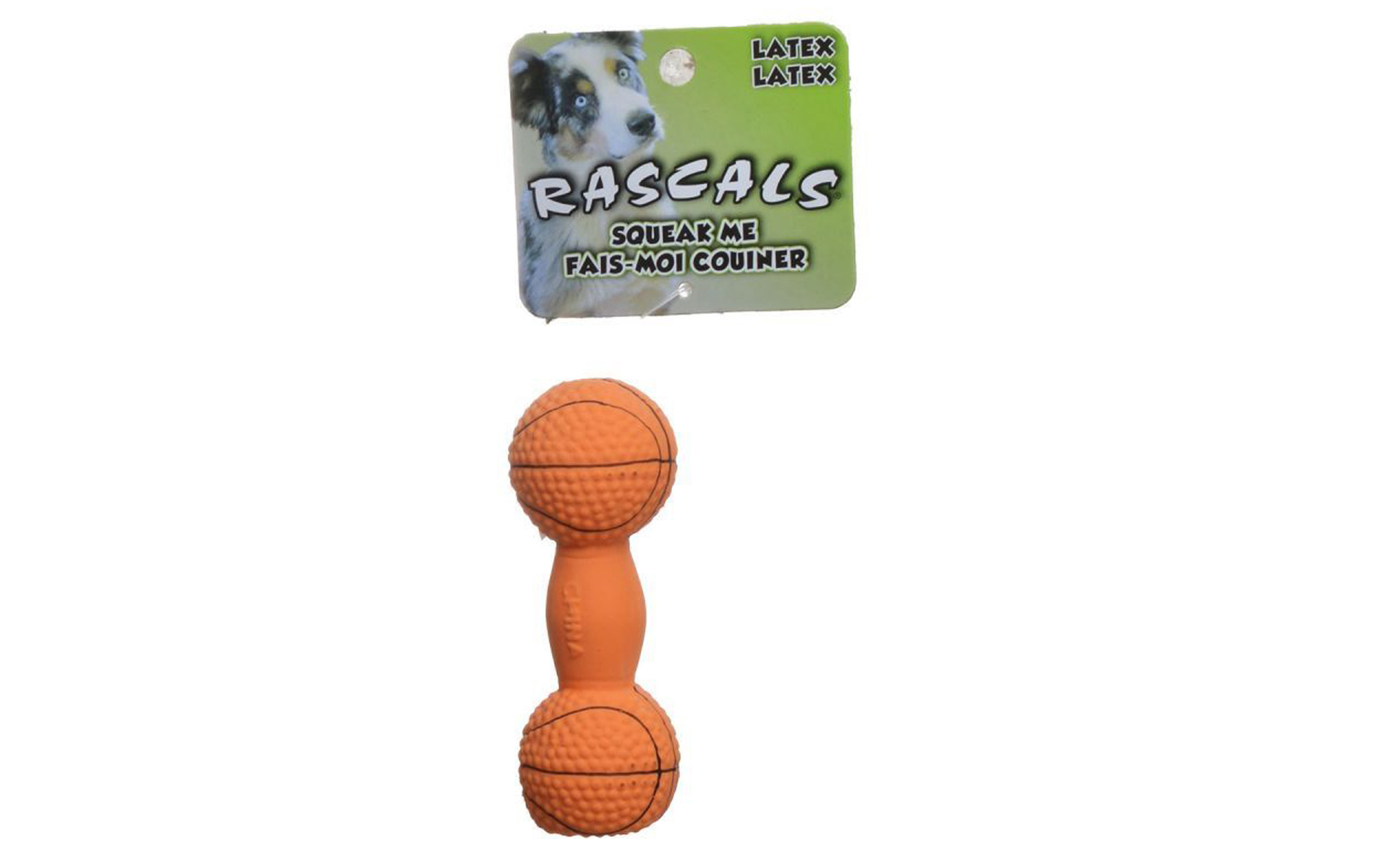 Rascals Latex Basketball Dumbbell Dog Toy, 4" Long