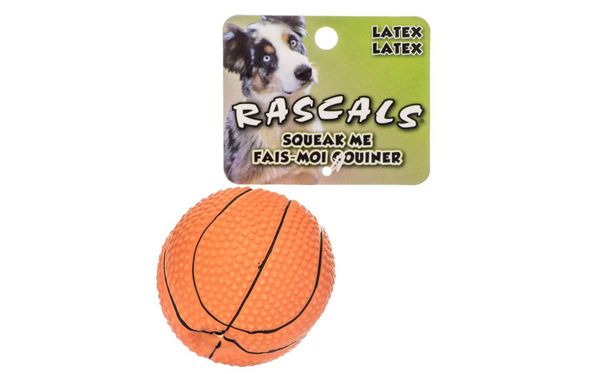 Rascals Latex Basketball Dog Toy, 2.5" Diameter