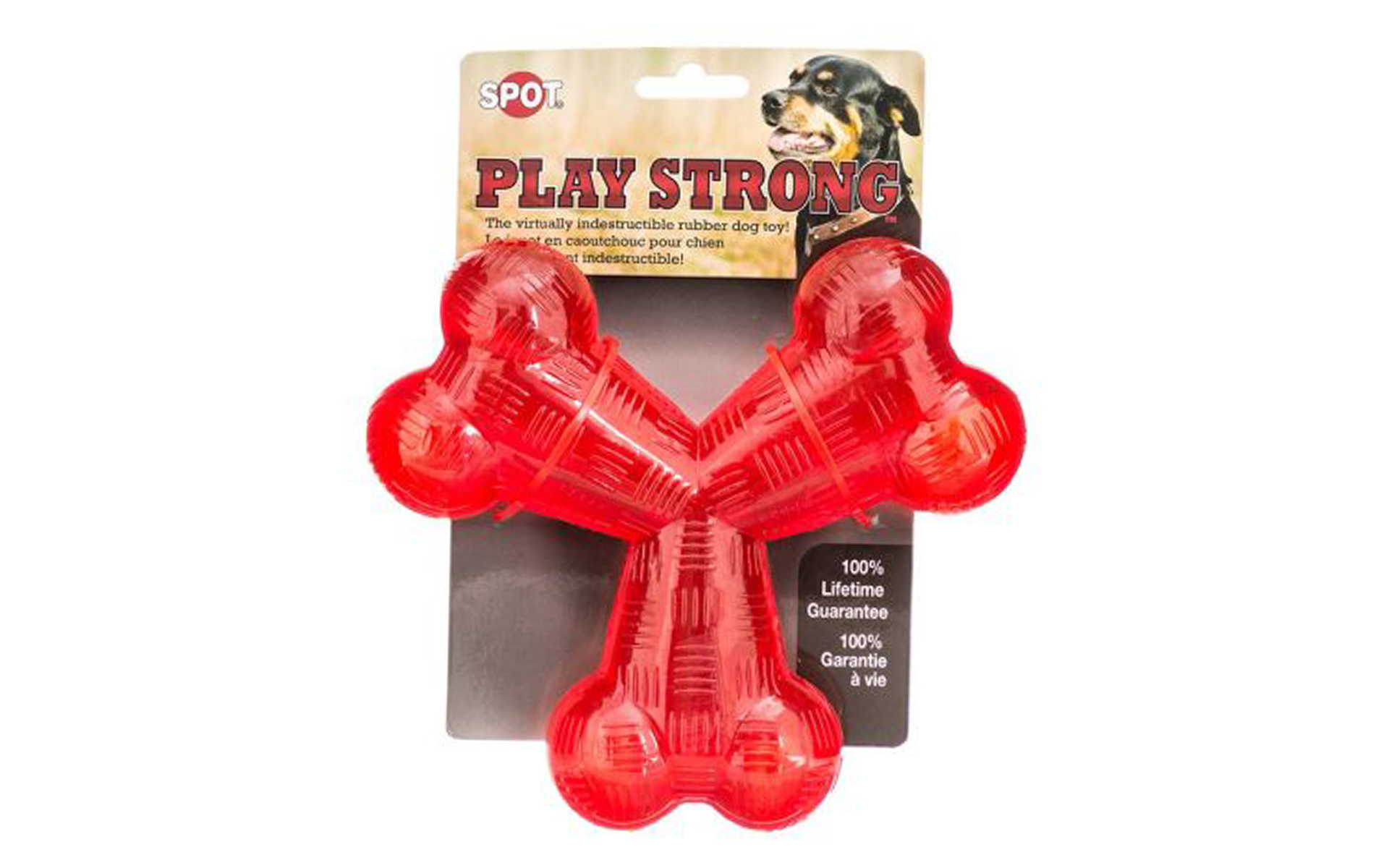 Play Strong Rubber Trident Dog Toy - Red