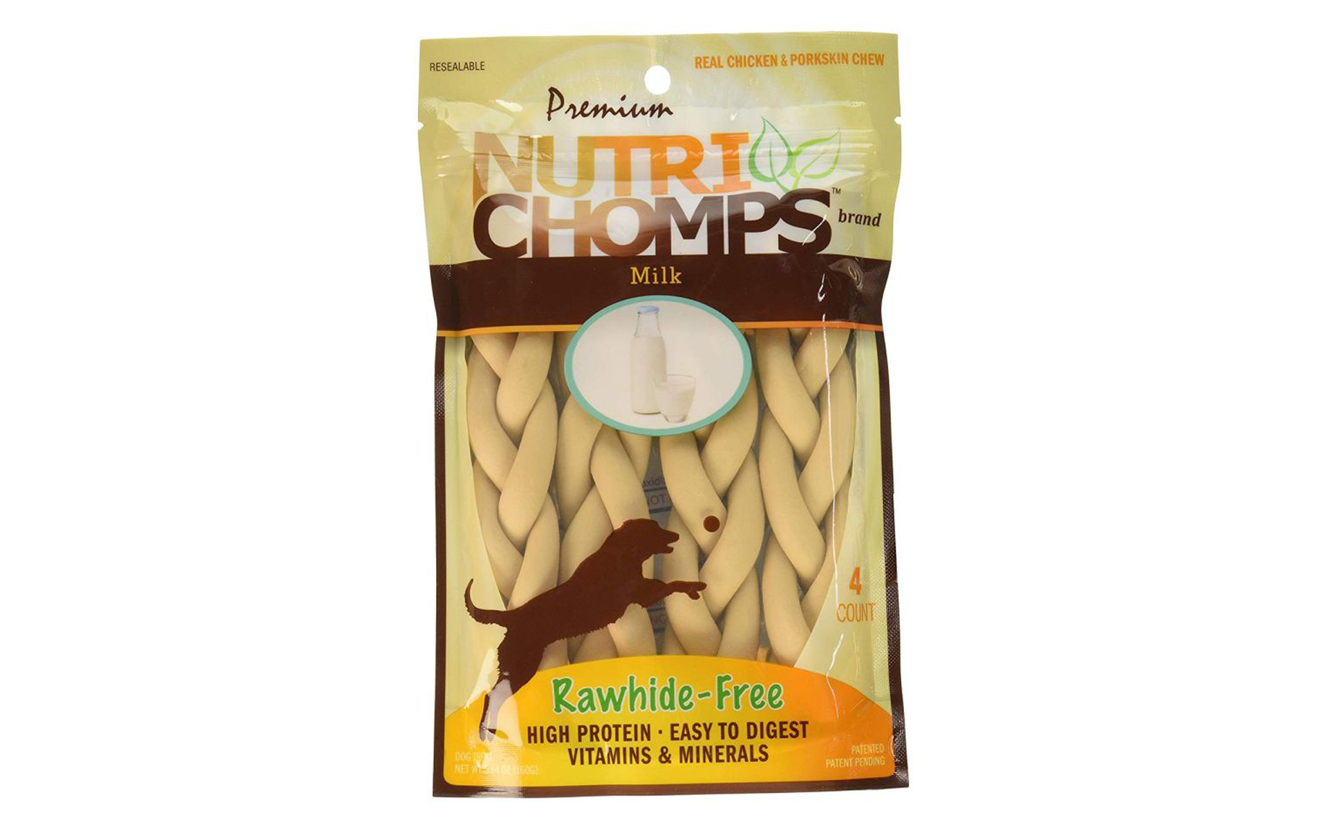 Premium Nutri Chomps Milk Flavor Braid Dog Chews - Small