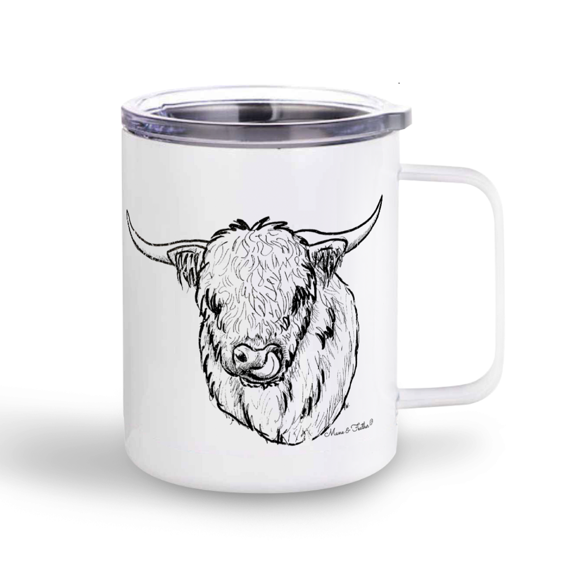 Highland Steer Sketch Stainless Steel Mug