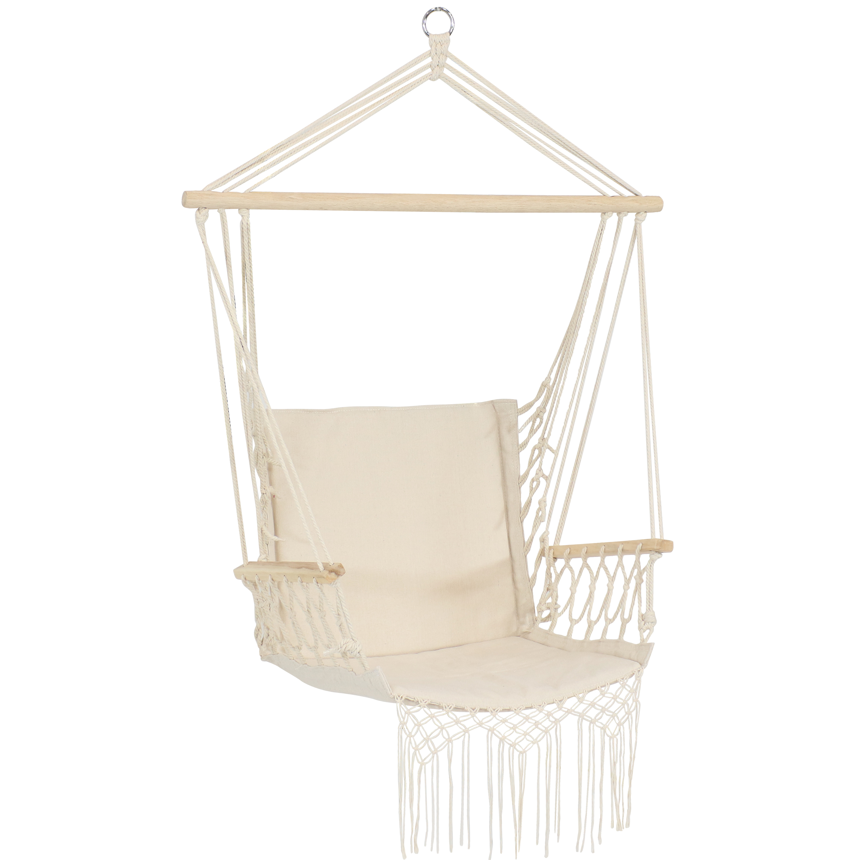 Polycotton Padded Hammock Chair with Spreader Bar - Natural