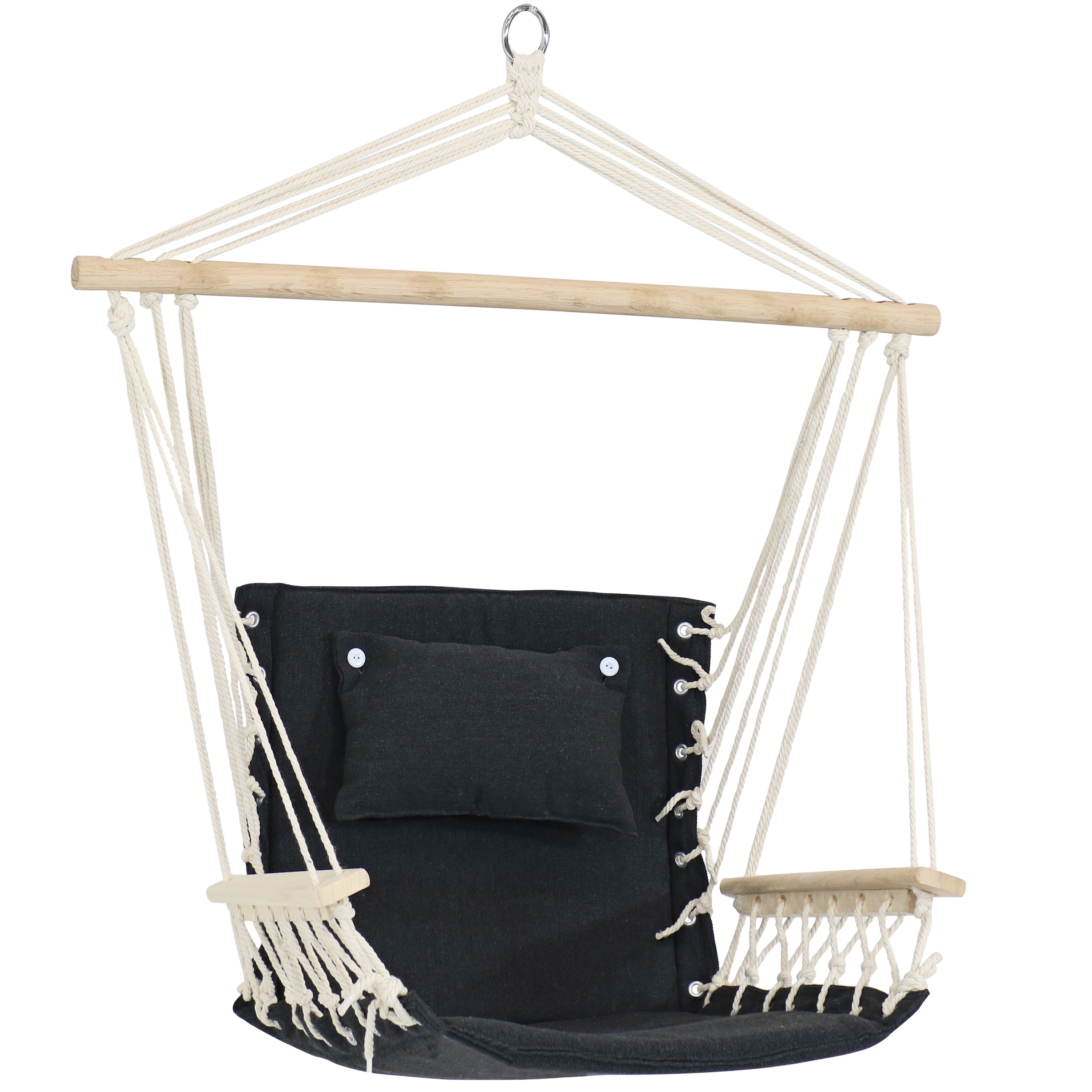 Polycotton Padded Hammock Chair with Spreader Bar - Storm