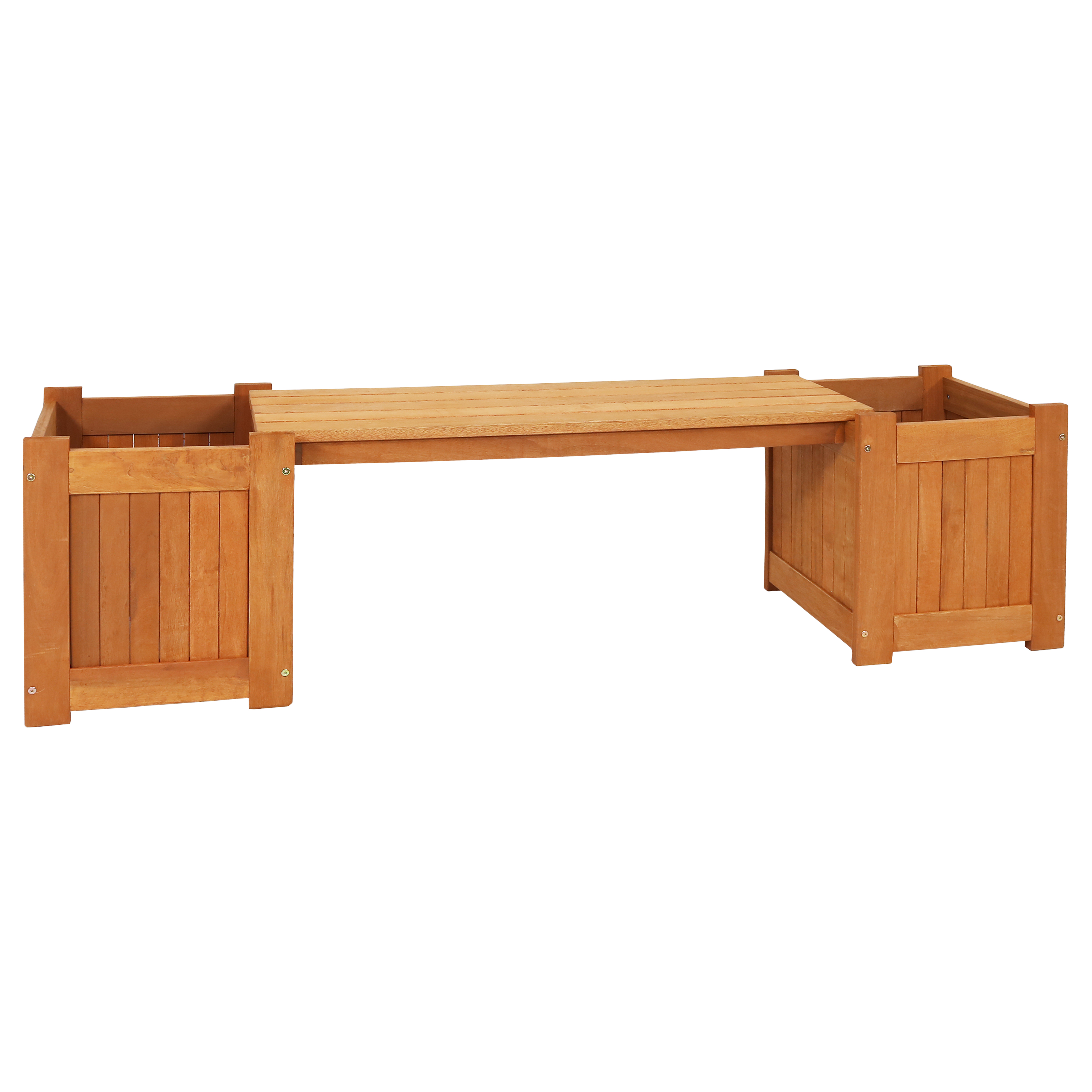 Meranti Wood Outdoor Bench with Planter Boxes