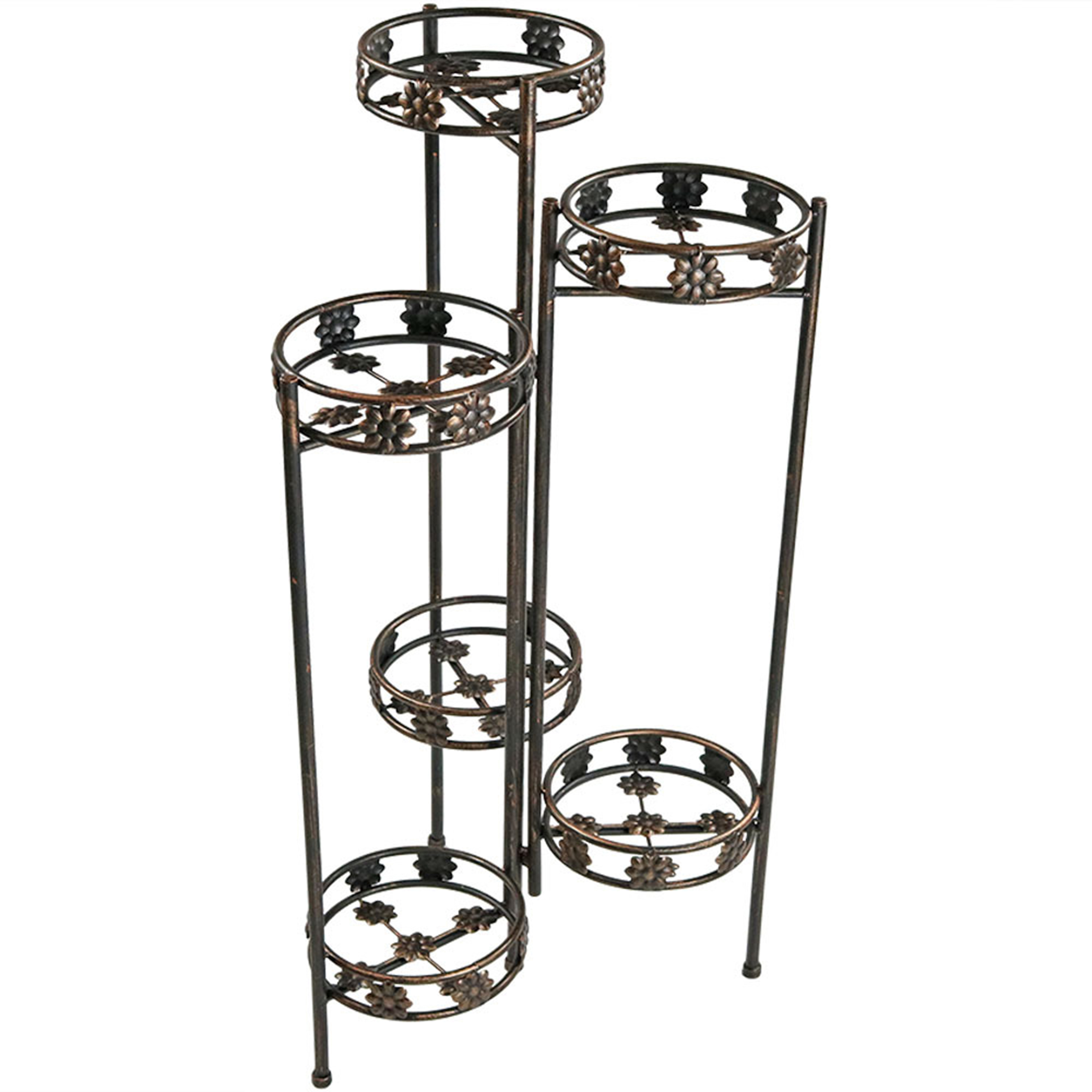 Bronze Steel 6-Tier Staggered Folding Plant Stand - 45 in