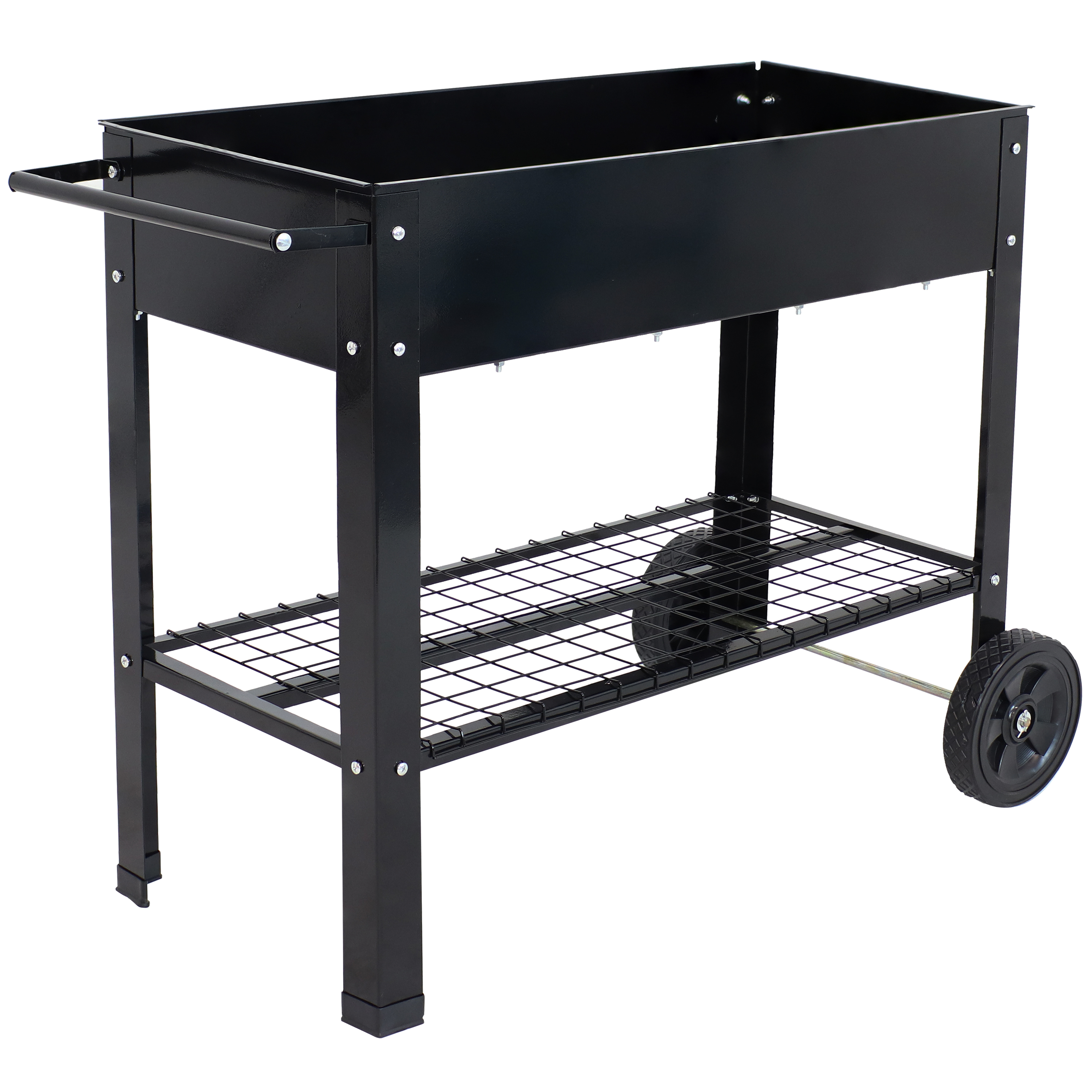 43 in Steel Mobile Raised Garden Bed Cart - Black