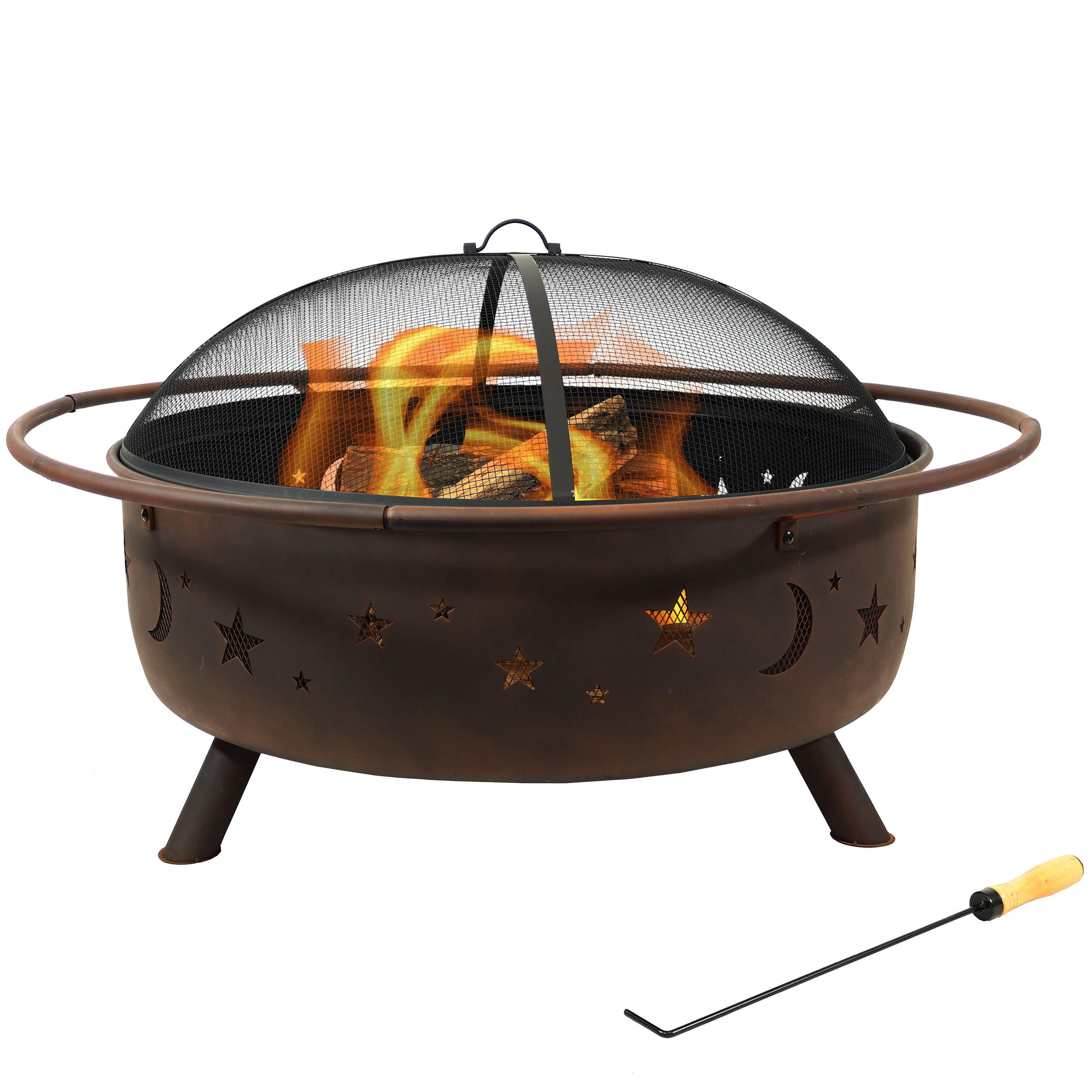 42 in Cosmic Steel Fire Pit with Spark Screen and Poker