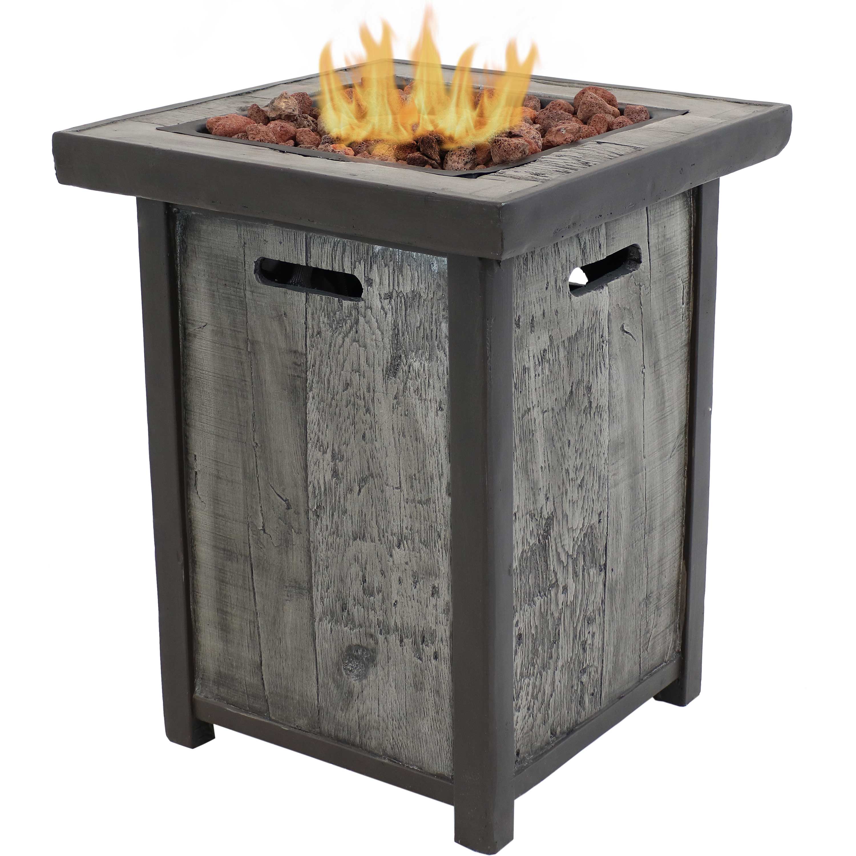 24 in Weathered Square Smokeless Propane Gas Fire Pit Table