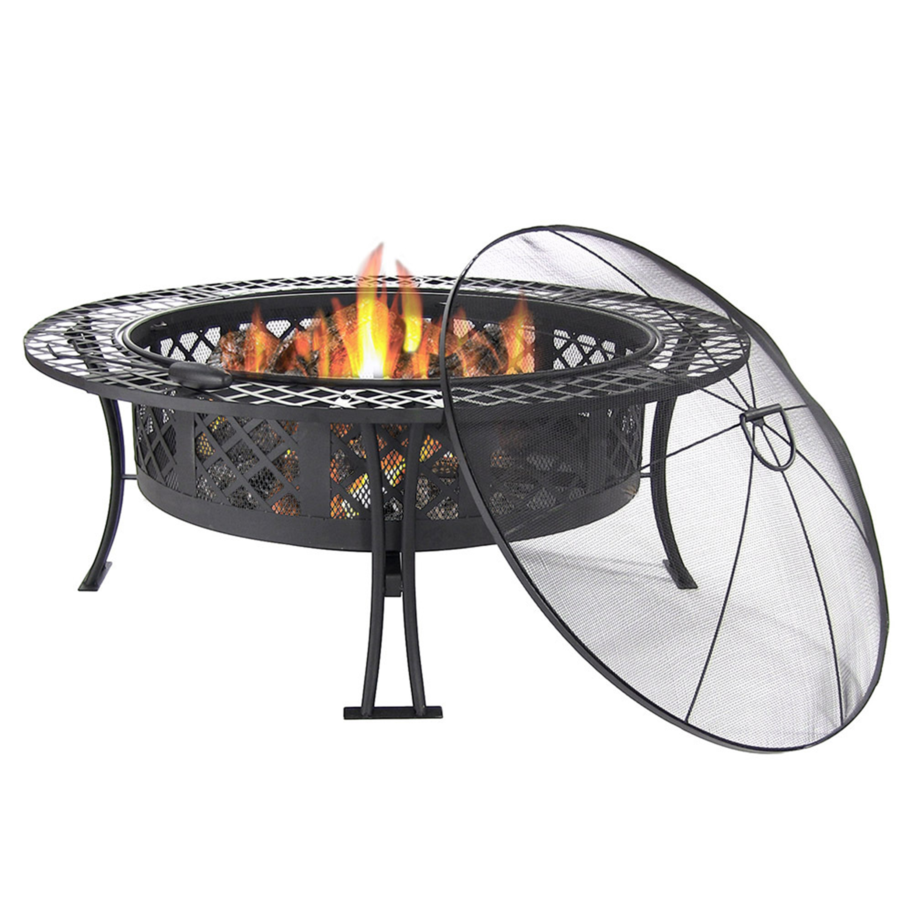 40 in Diamond Weave Fire Pit with Spark Screen and Poker