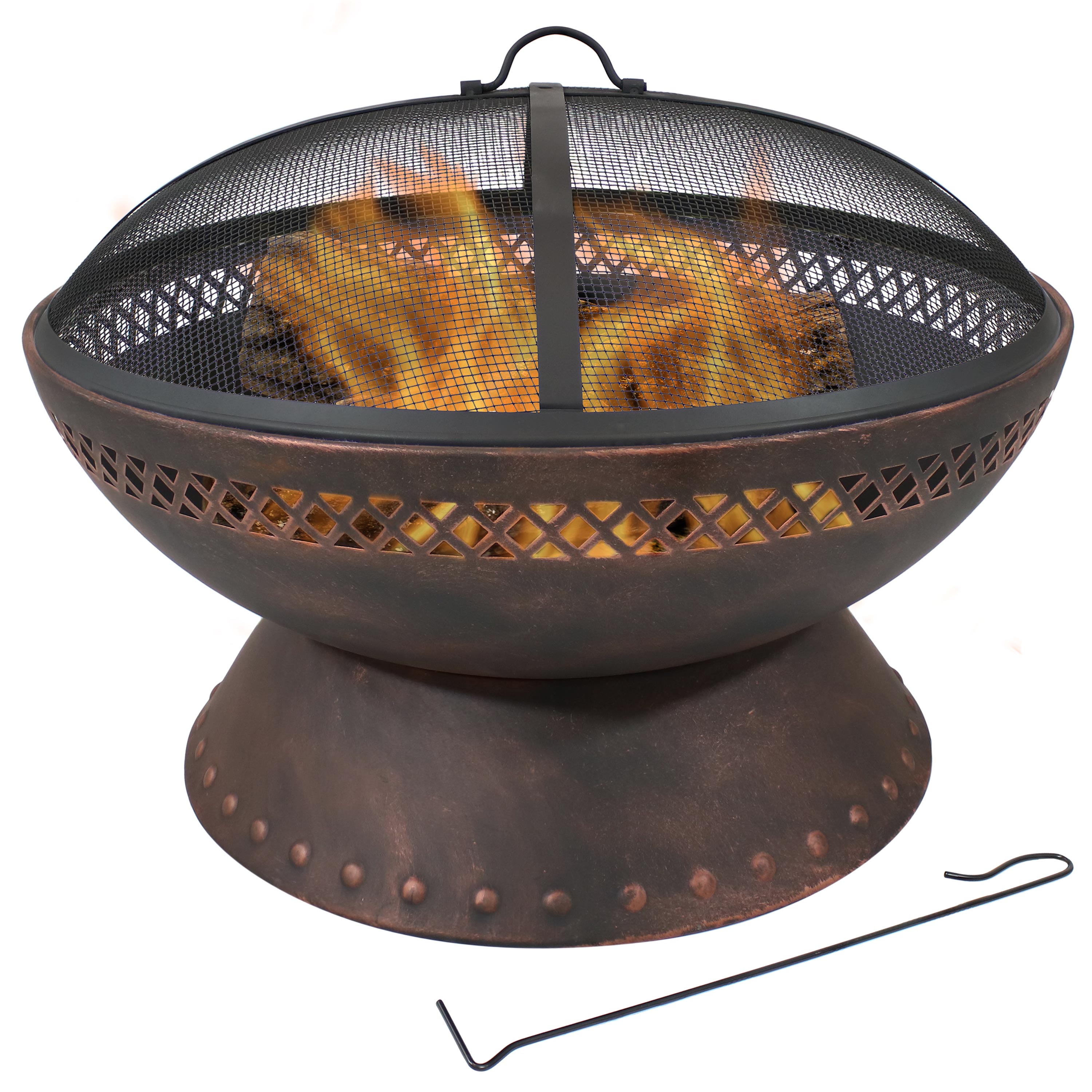 25 in Chalice Steel Fire Pit with Spark Screen - Copper
